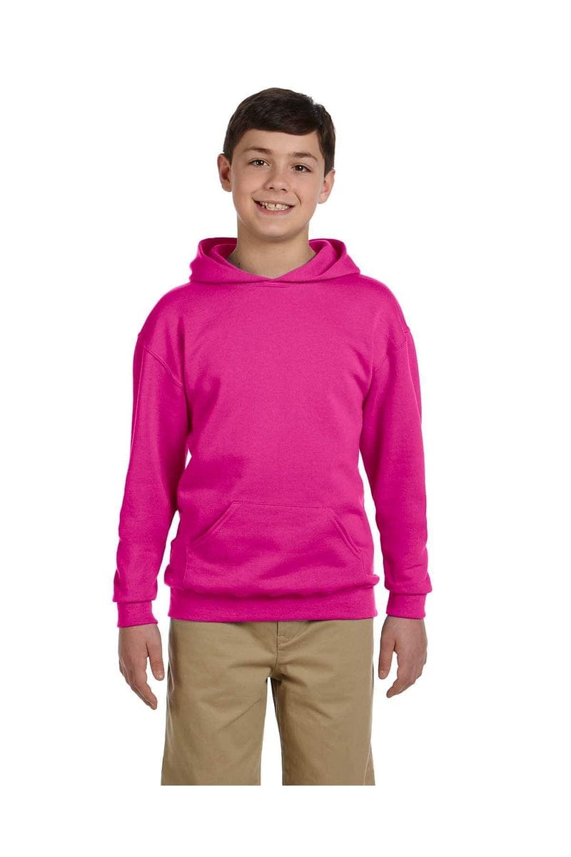 JERZEES 996Y: Youth NuBlend Pullover Hooded Sweatshirt in Cyber Pink