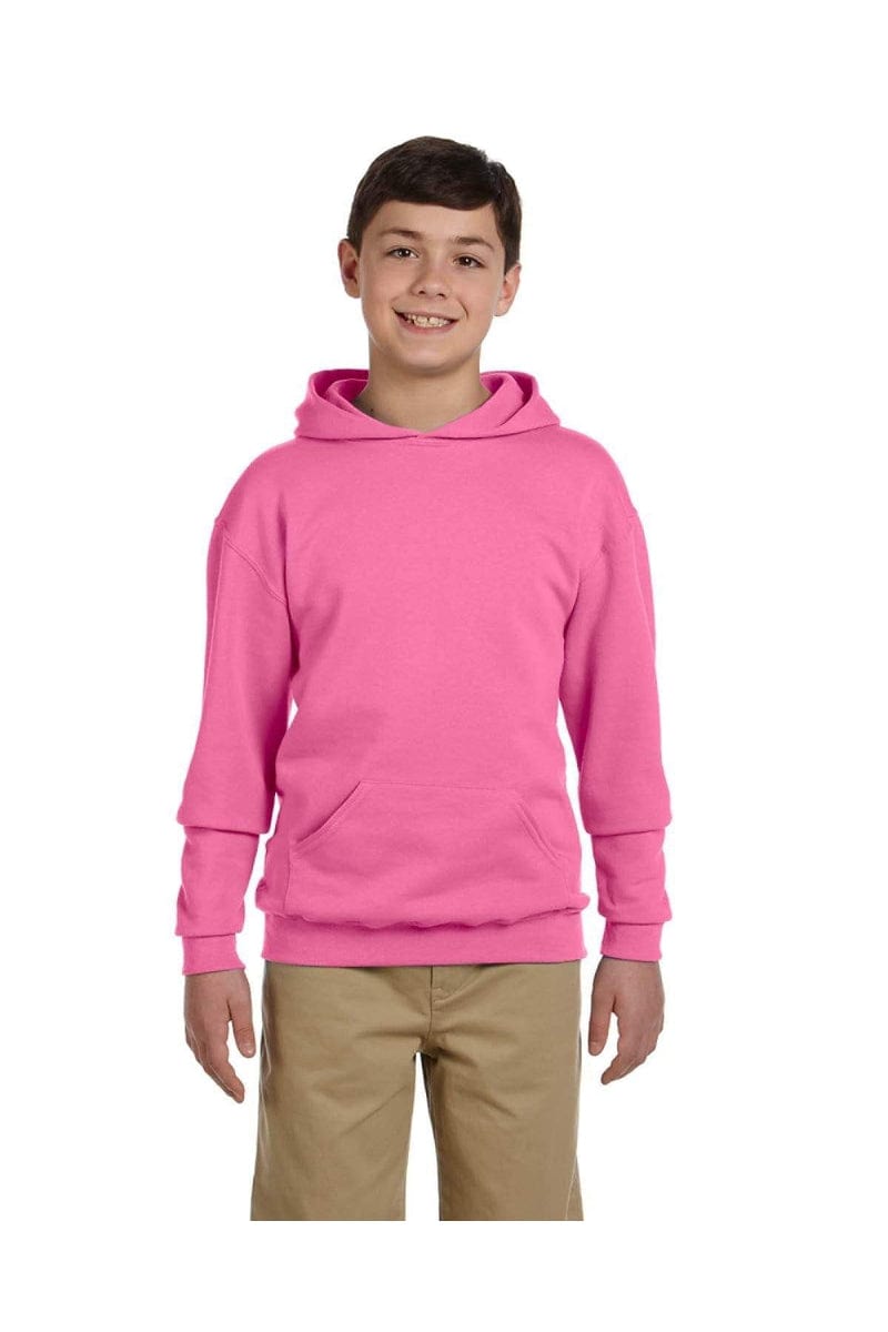 JERZEES 996Y: Youth NuBlend Pullover Hooded Sweatshirt in Neon Pink