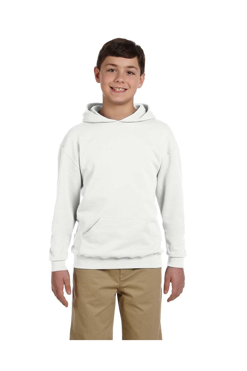 JERZEES 996Y: Youth NuBlend Pullover Hooded Sweatshirt in White