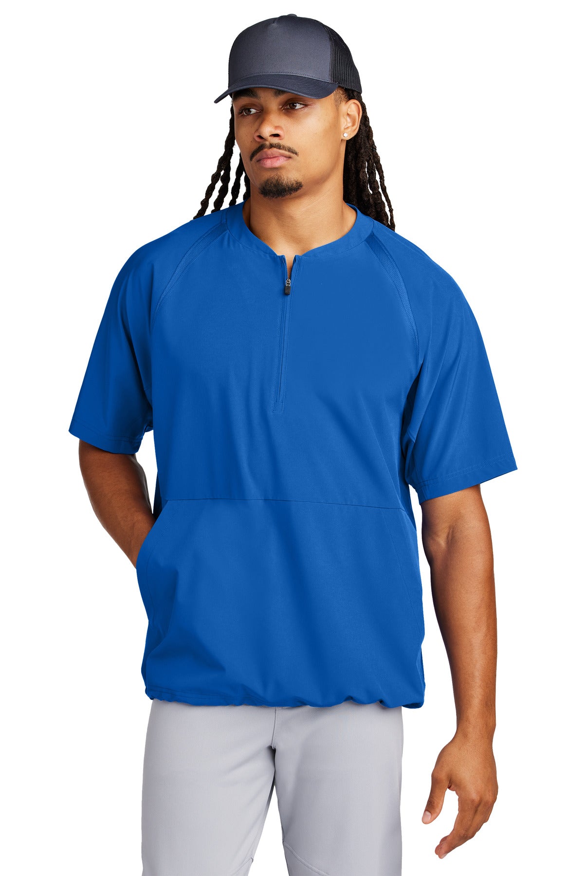 Sport-Tek JST489: Repeat 1/2-Zip Short Sleeve Jacket