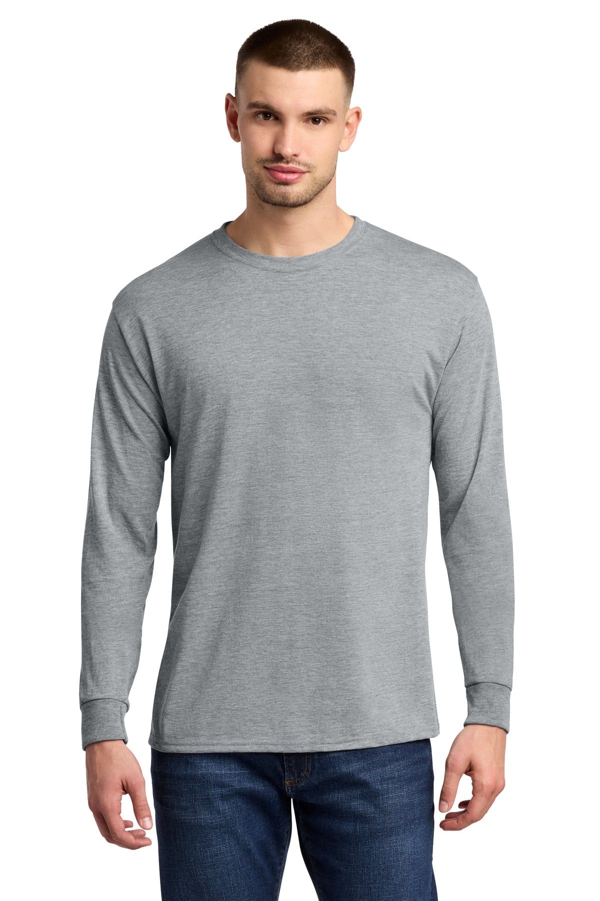 Jerzees 21LS Dri-Power 100% Polyester Long Sleeve T-Shirt in Athletic Heather