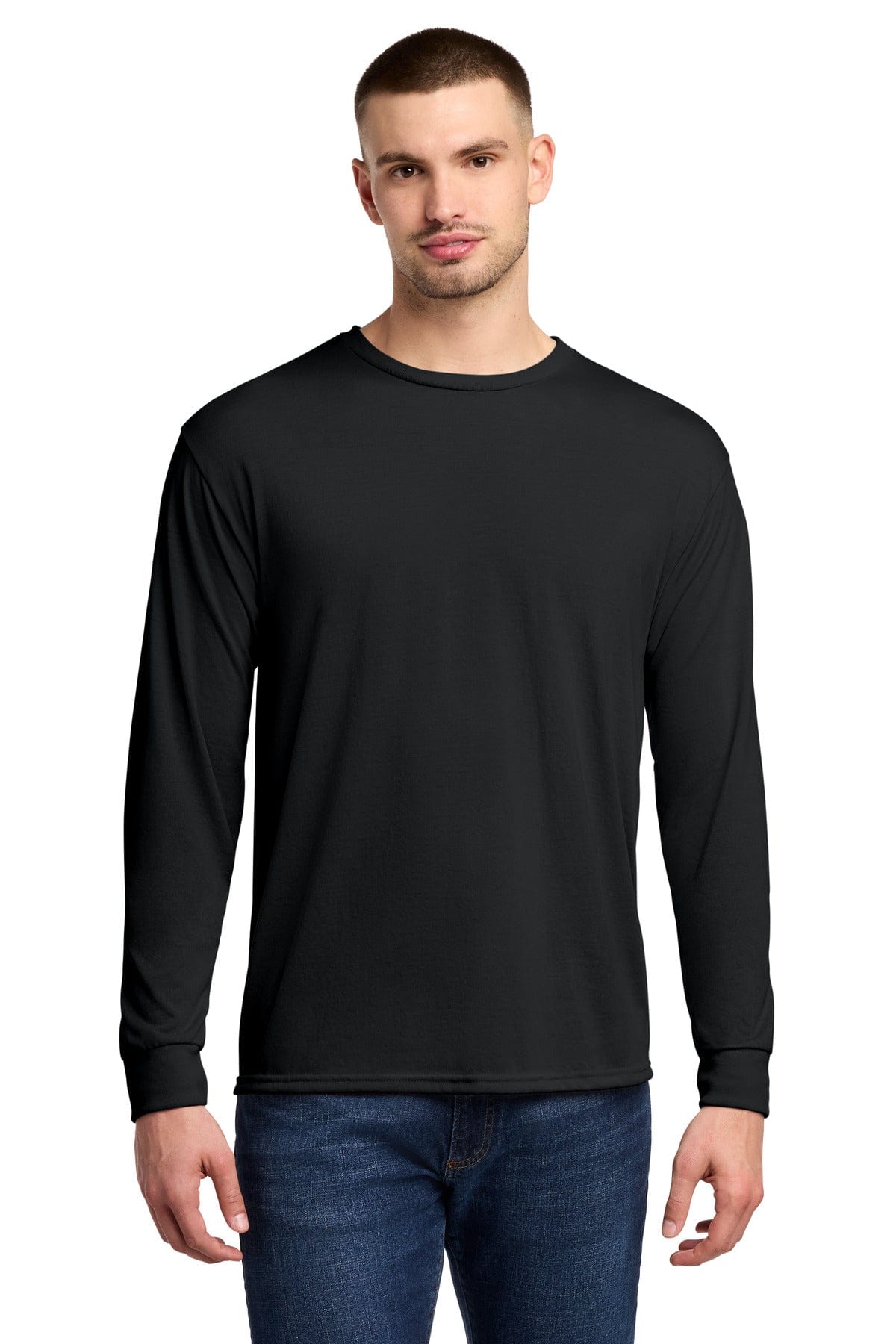 Jerzees 21LS Dri-Power 100% Polyester Long Sleeve T-Shirt in Black
