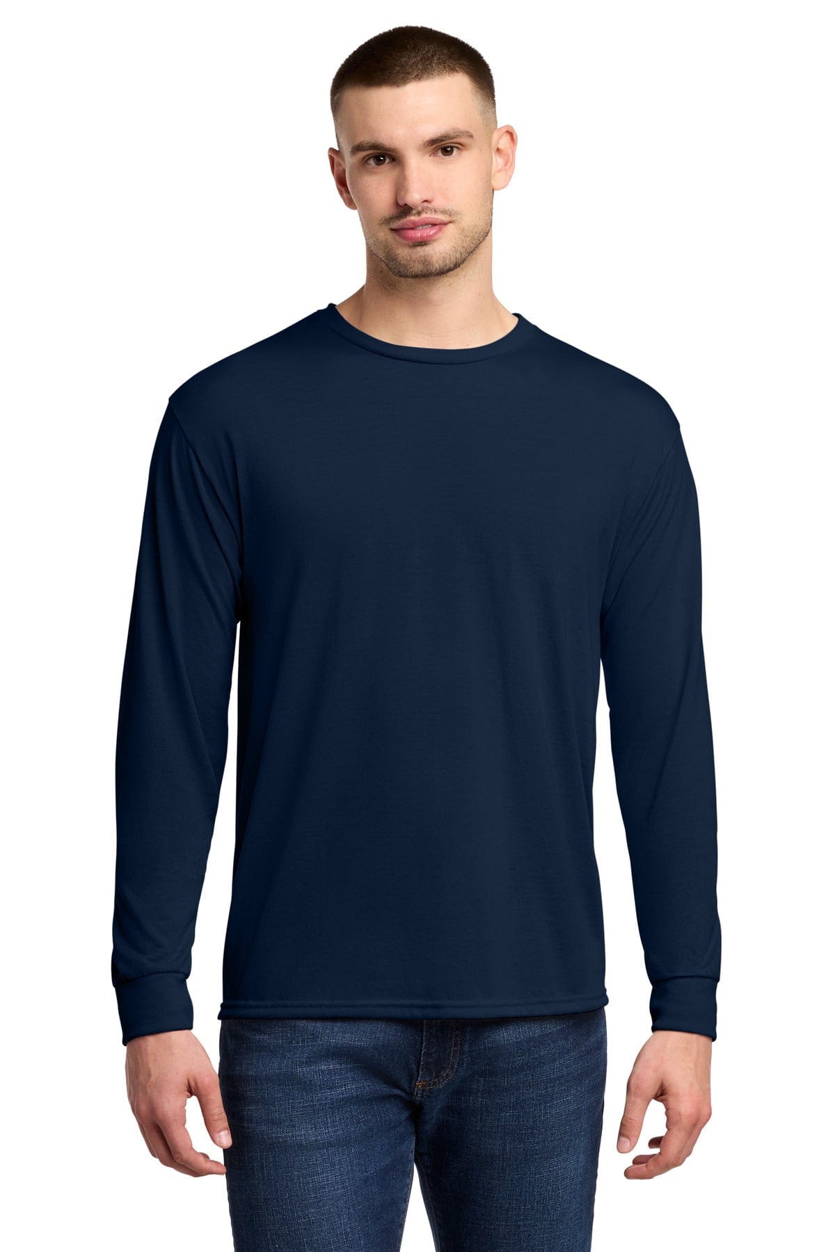 Jerzees 21LS Dri-Power 100% Polyester Long Sleeve T-Shirt in J. Navy