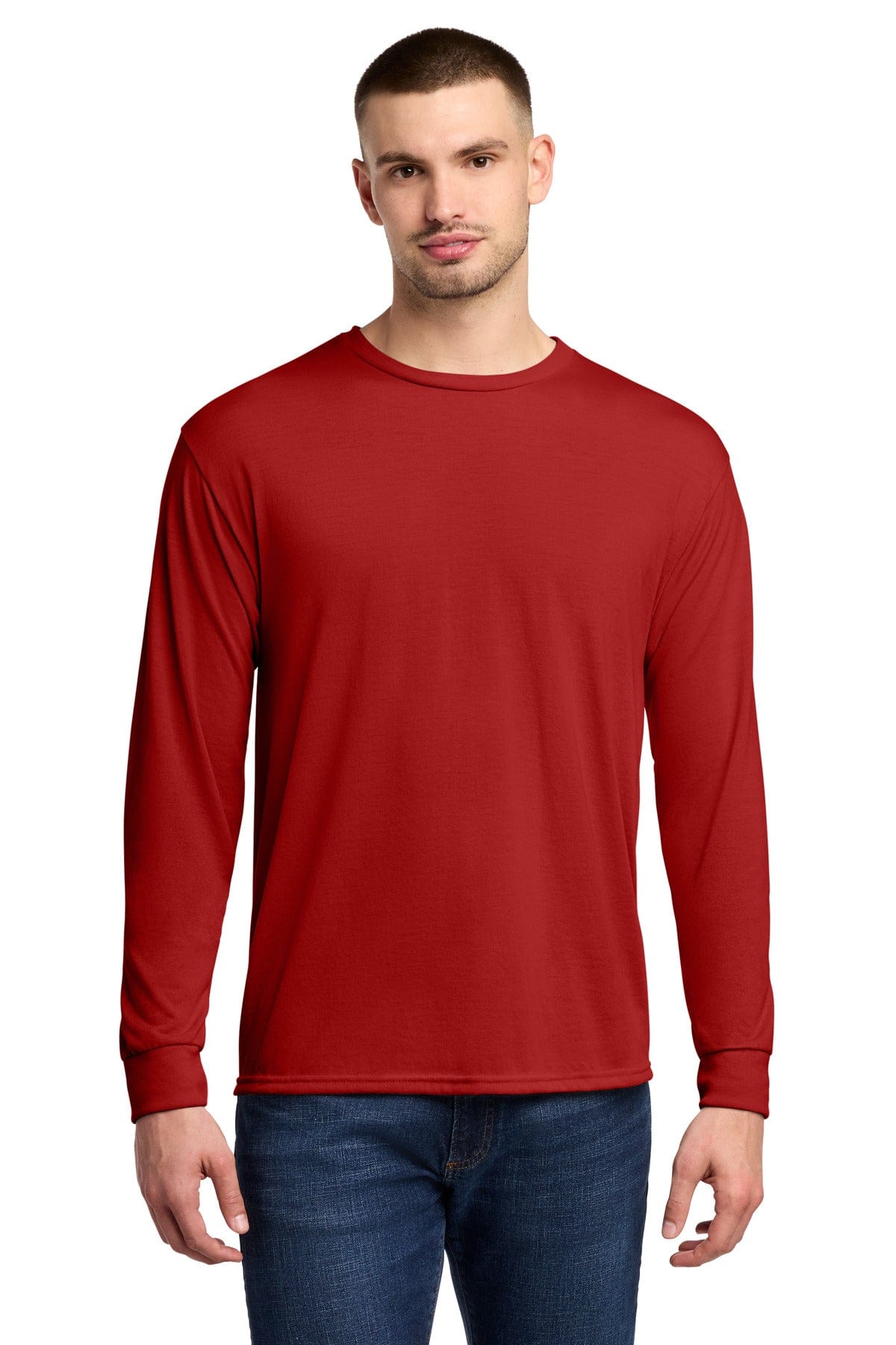 Jerzees 21LS Dri-Power 100% Polyester Long Sleeve T-Shirt in True Red