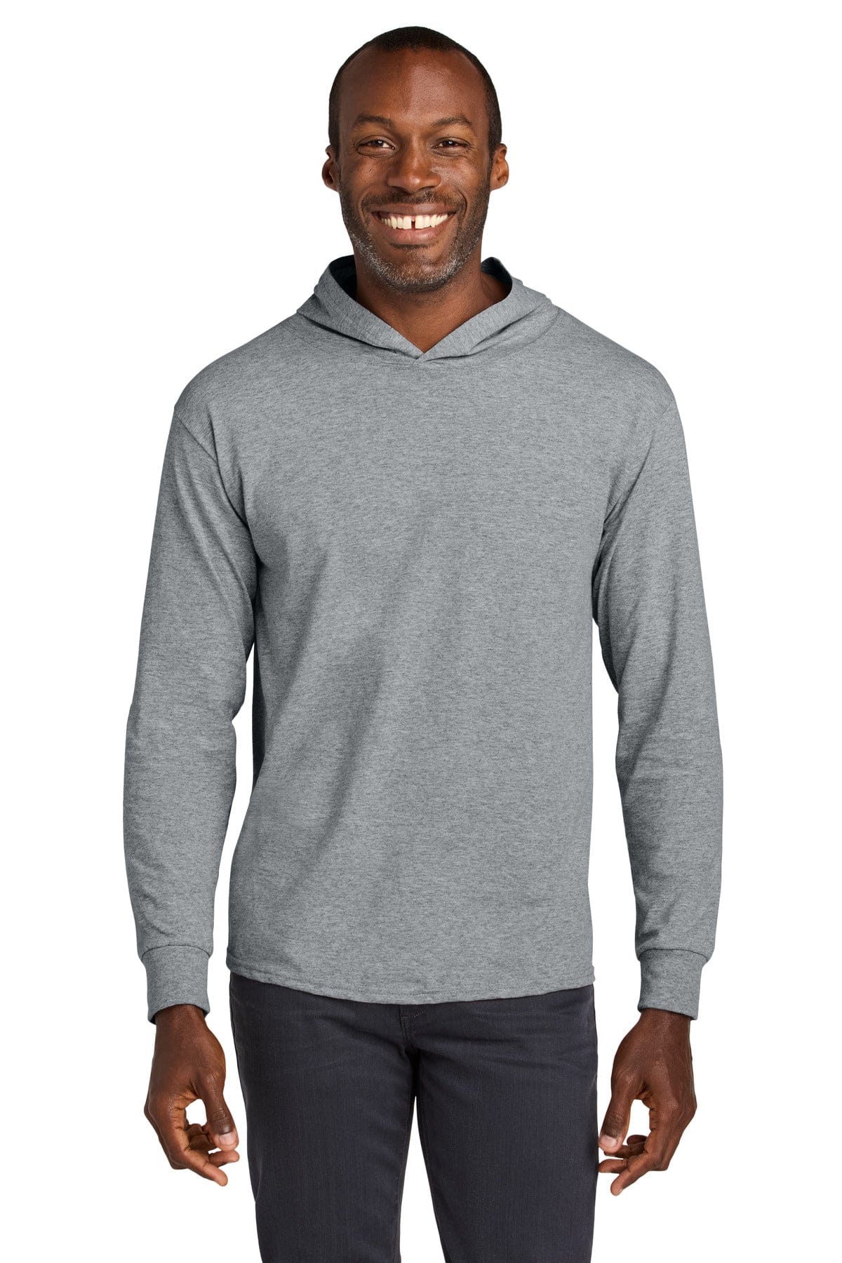 Jerzees Classics 363LH Unisex Cotton Long Sleeve Hooded T-Shirt in Athletic Heather