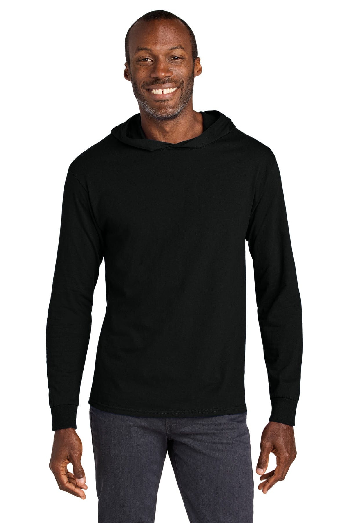 Jerzees Classics 363LH Unisex Cotton Long Sleeve Hooded T-Shirt in Black Ink