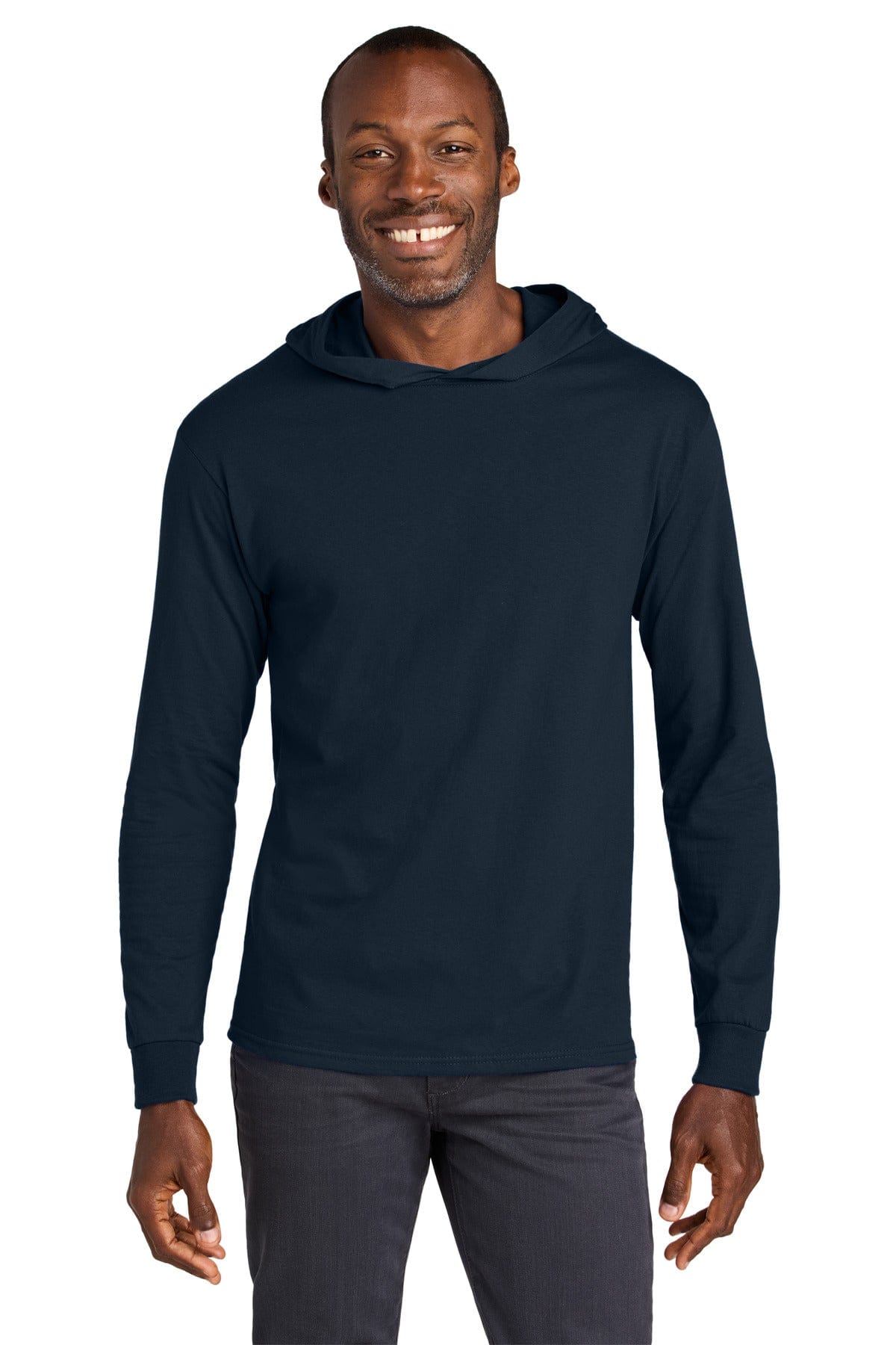Jerzees Classics 363LH Unisex Cotton Long Sleeve Hooded T-Shirt in J. Navy