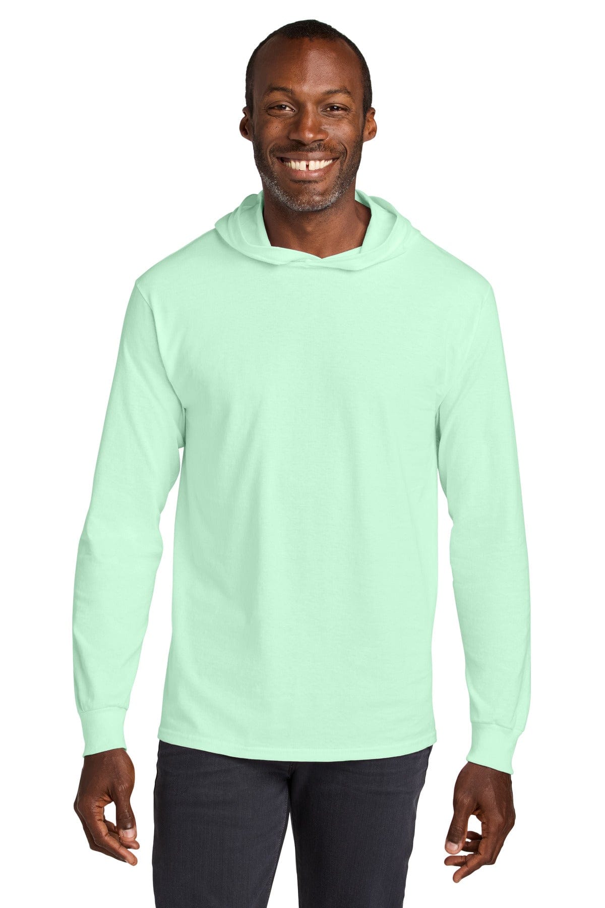 Jerzees Classics 363LH Unisex Cotton Long Sleeve Hooded T-Shirt in Mint To Be
