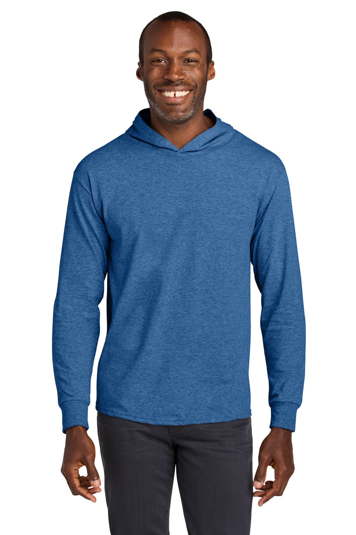 Jerzees Classics 363LH Unisex Cotton Long Sleeve Hooded T-Shirt in Retro Heather Royal