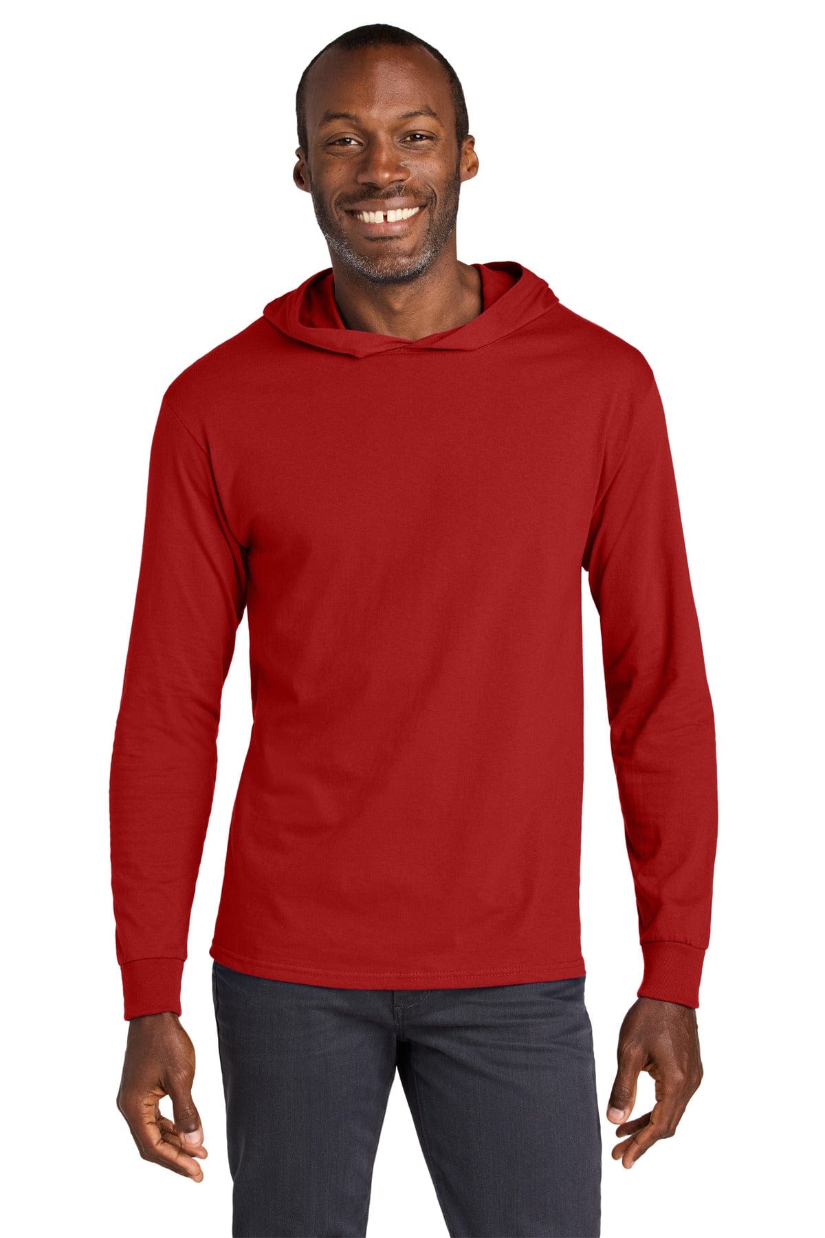 Jerzees Classics 363LH Unisex Cotton Long Sleeve Hooded T-Shirt in True Red
