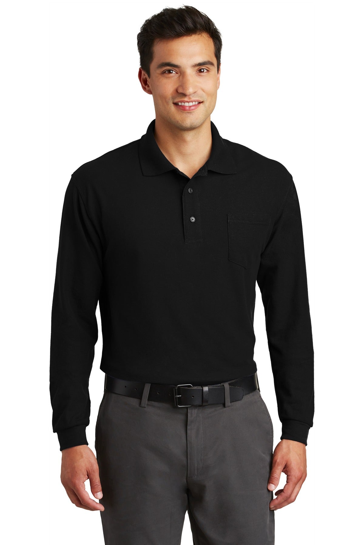 Port Authority®  Long Sleeve Silk Touch™ Polo with Pocket.  K500LSP