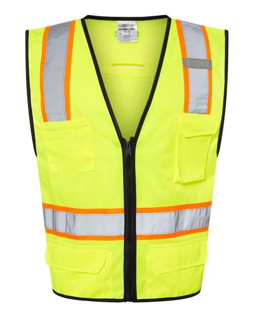 Kishigo 1580-1581-Unisex 6 Pocket Contrast Class 2 Vest in Lime