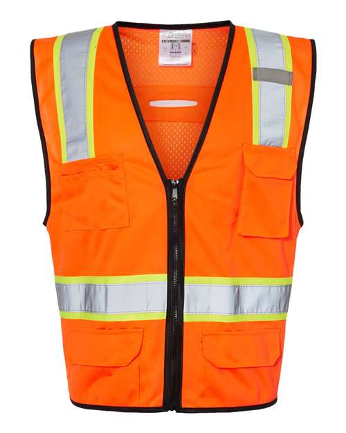 Kishigo 1580-1581-Unisex 6 Pocket Contrast Class 2 Vest in Orange