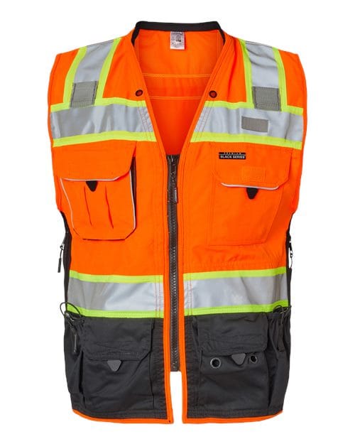 Kishigo S5002-5003 Unisex Premium Black Series Surveyors Vest in Orange