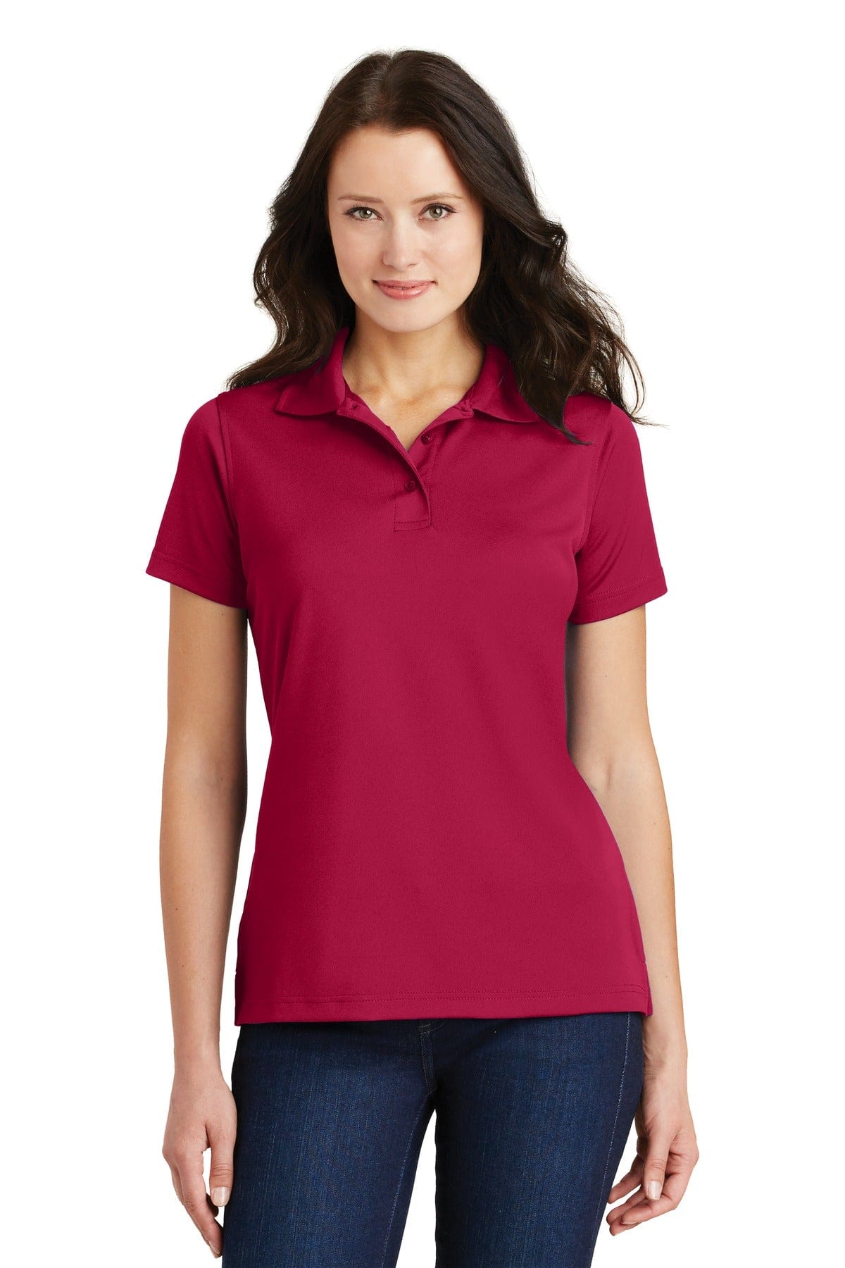 DISCONTINUED  Port Authority® Ladies Poly-Charcoal Blend Pique Polo. L497
