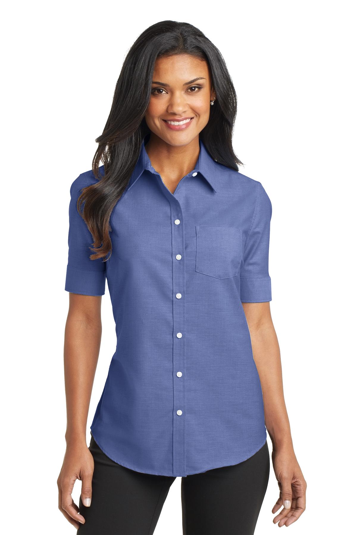 Port Authority ®  Ladies Short Sleeve SuperPro ™  Oxford Shirt. L659