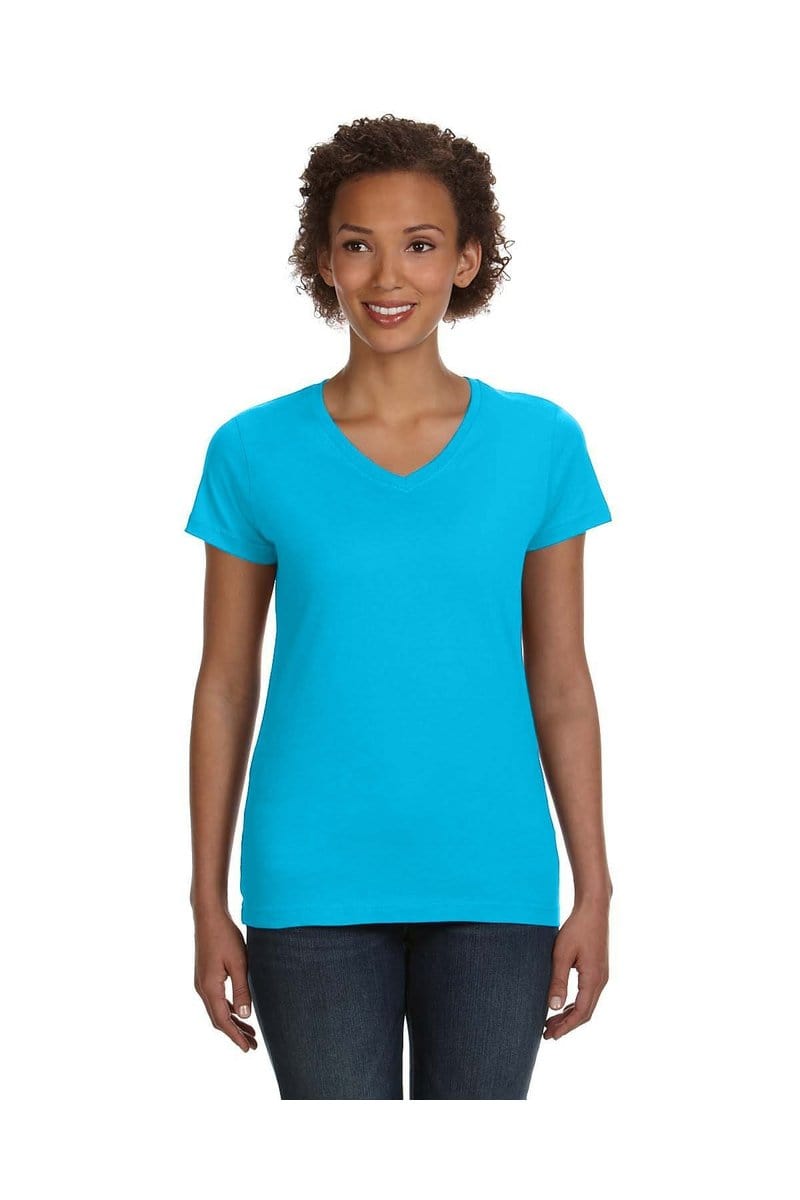 LAT 3507: Ladies' V-Neck Fine Jersey in 