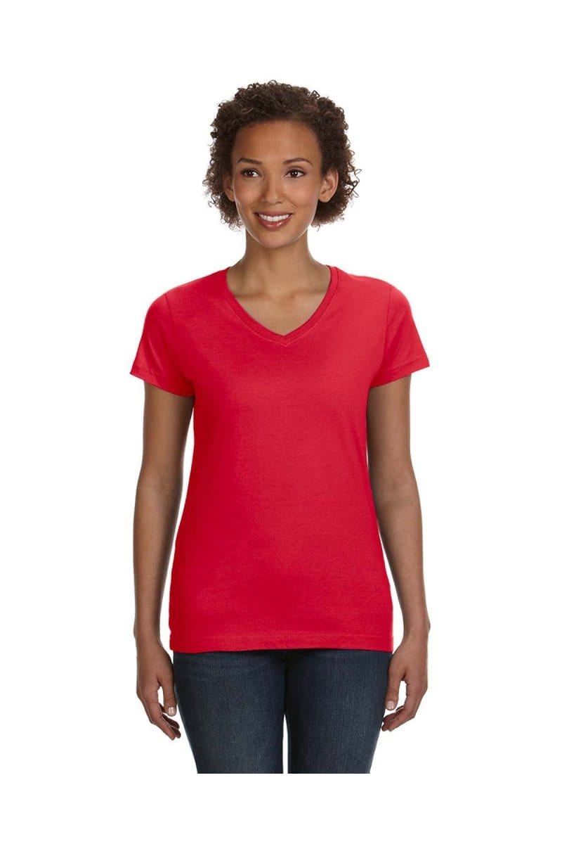 LAT 3507: Ladies' V-Neck Fine Jersey in 