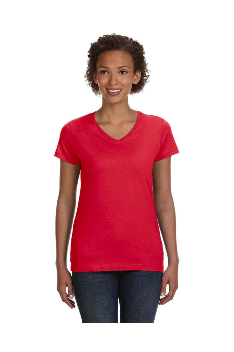 LAT 3507: Ladies' V-Neck Fine Jersey in 