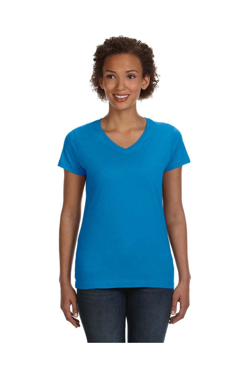 LAT 3507: Ladies' V-Neck Fine Jersey in 