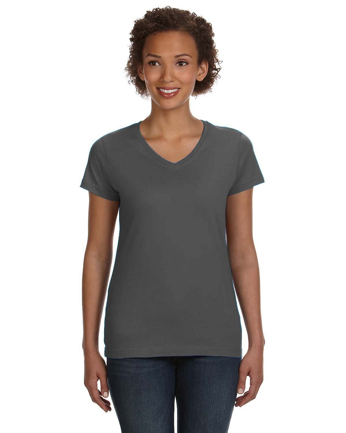 Lat T-Shirts S / Charcoal LAT 3507 Ladies' V-Neck Fine Jersey