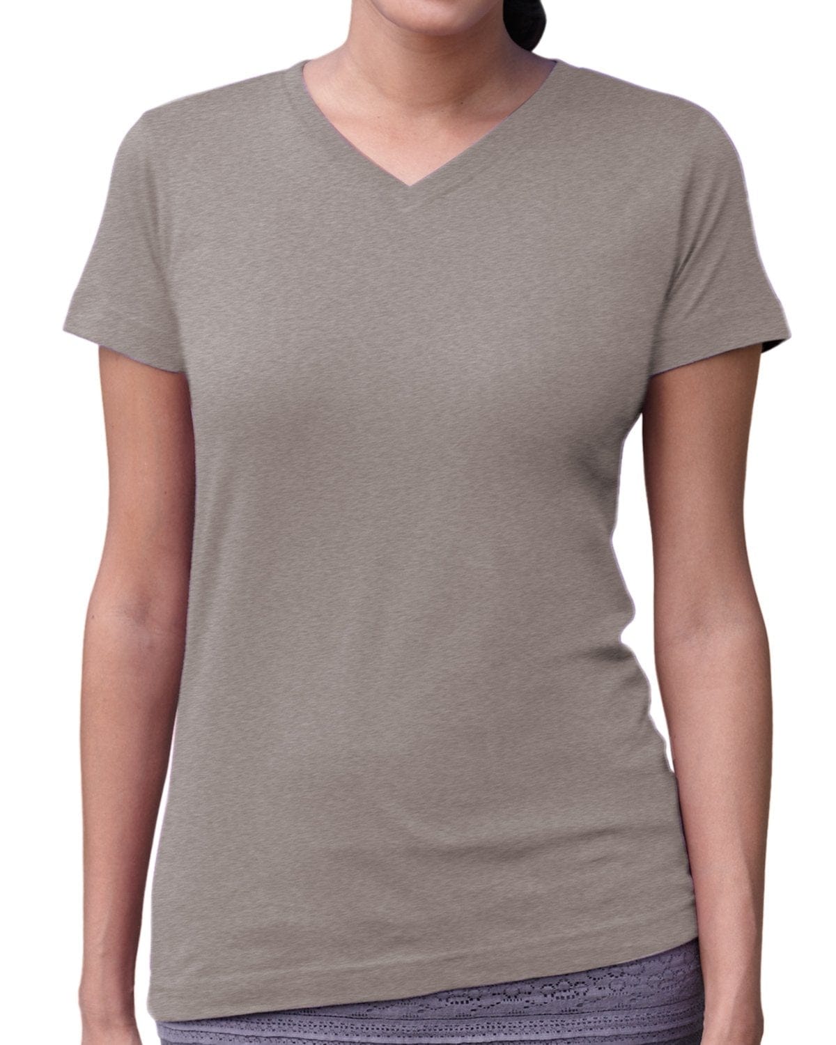 Lat T-Shirts S / Heather LAT 3507 Ladies' V-Neck Fine Jersey