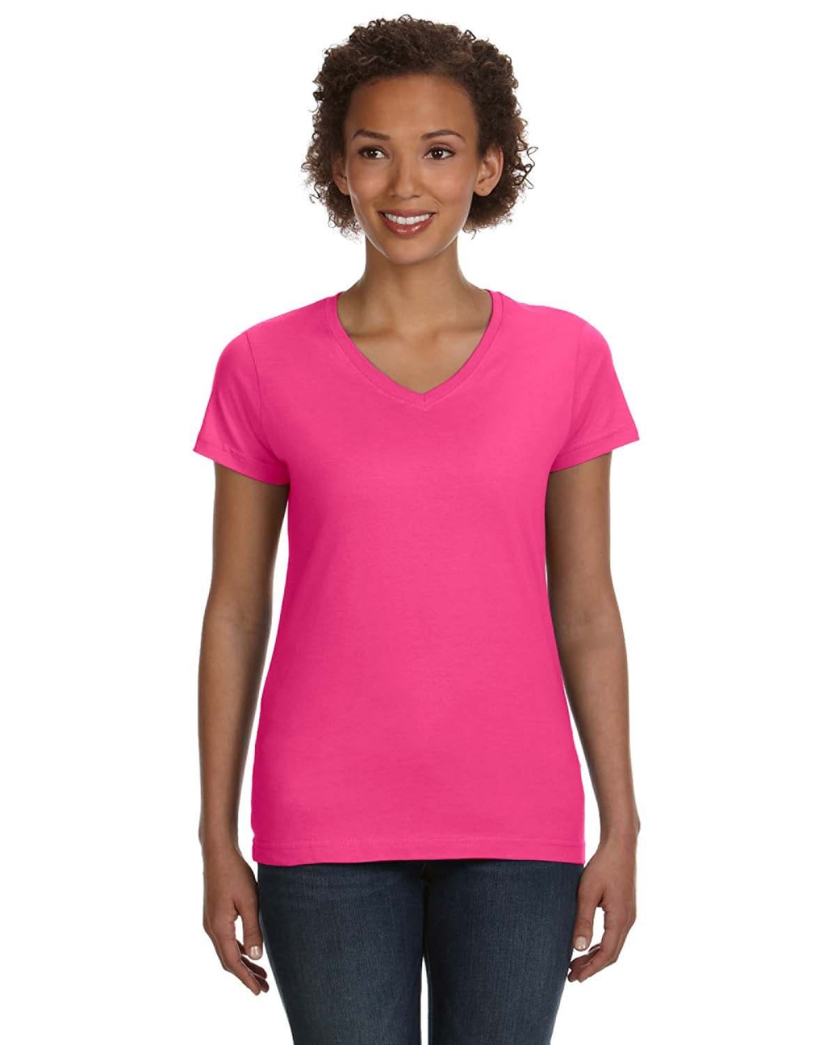 Lat T-Shirts S / Hot Pink LAT 3507 Ladies' V-Neck Fine Jersey