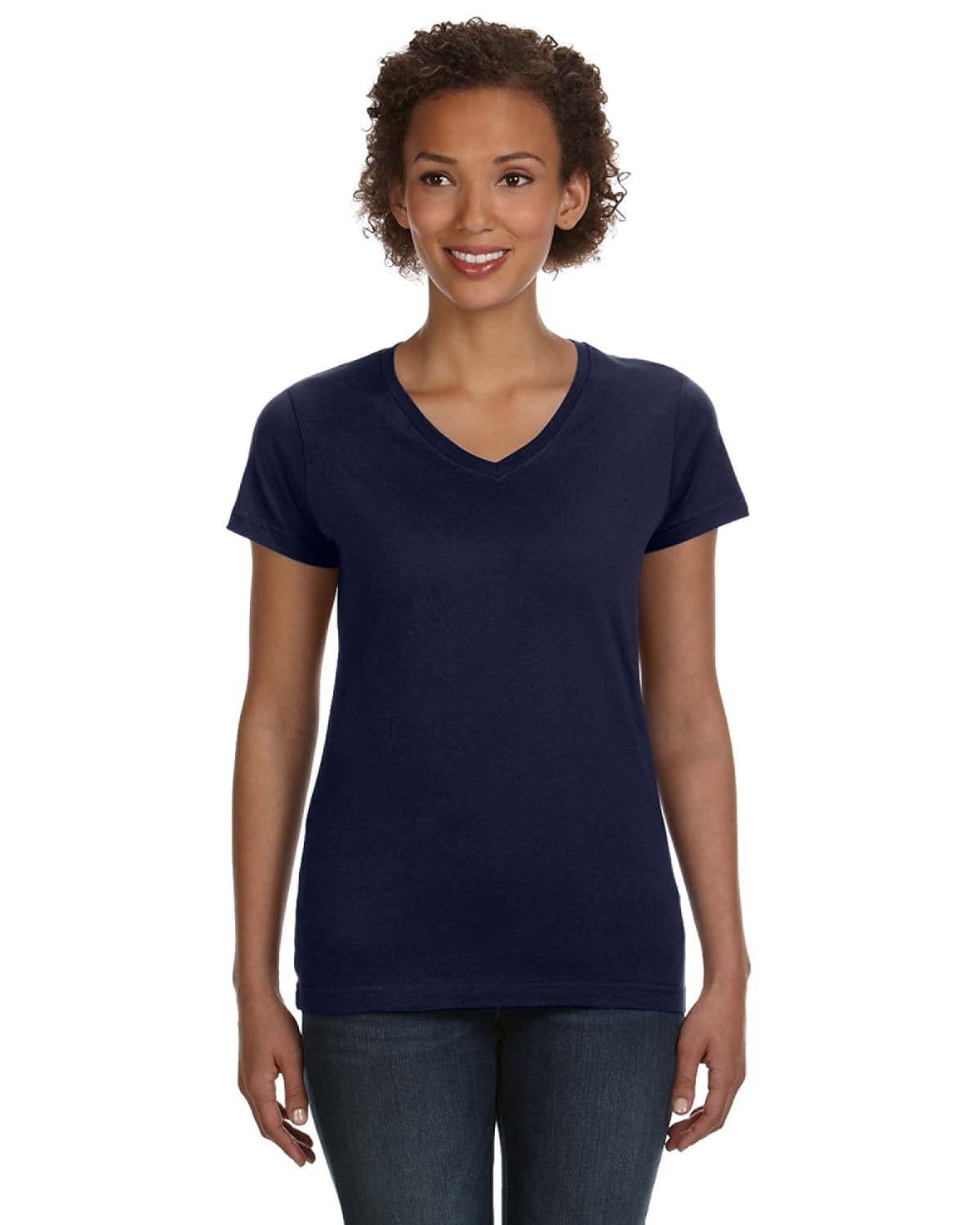 Lat T-Shirts S / Navy LAT 3507 Ladies' V-Neck Fine Jersey