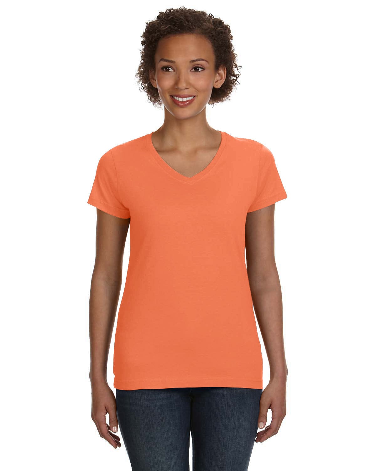 Lat T-Shirts XS / Papaya LAT 3507 Ladies' V-Neck Fine Jersey