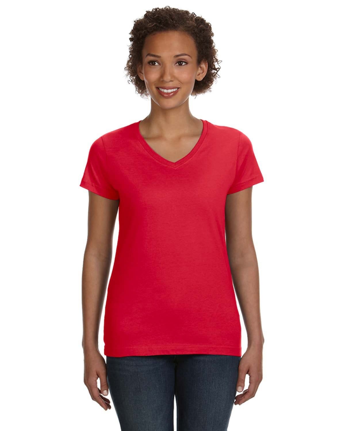 Lat T-Shirts XS / Red LAT 3507 Ladies' V-Neck Fine Jersey