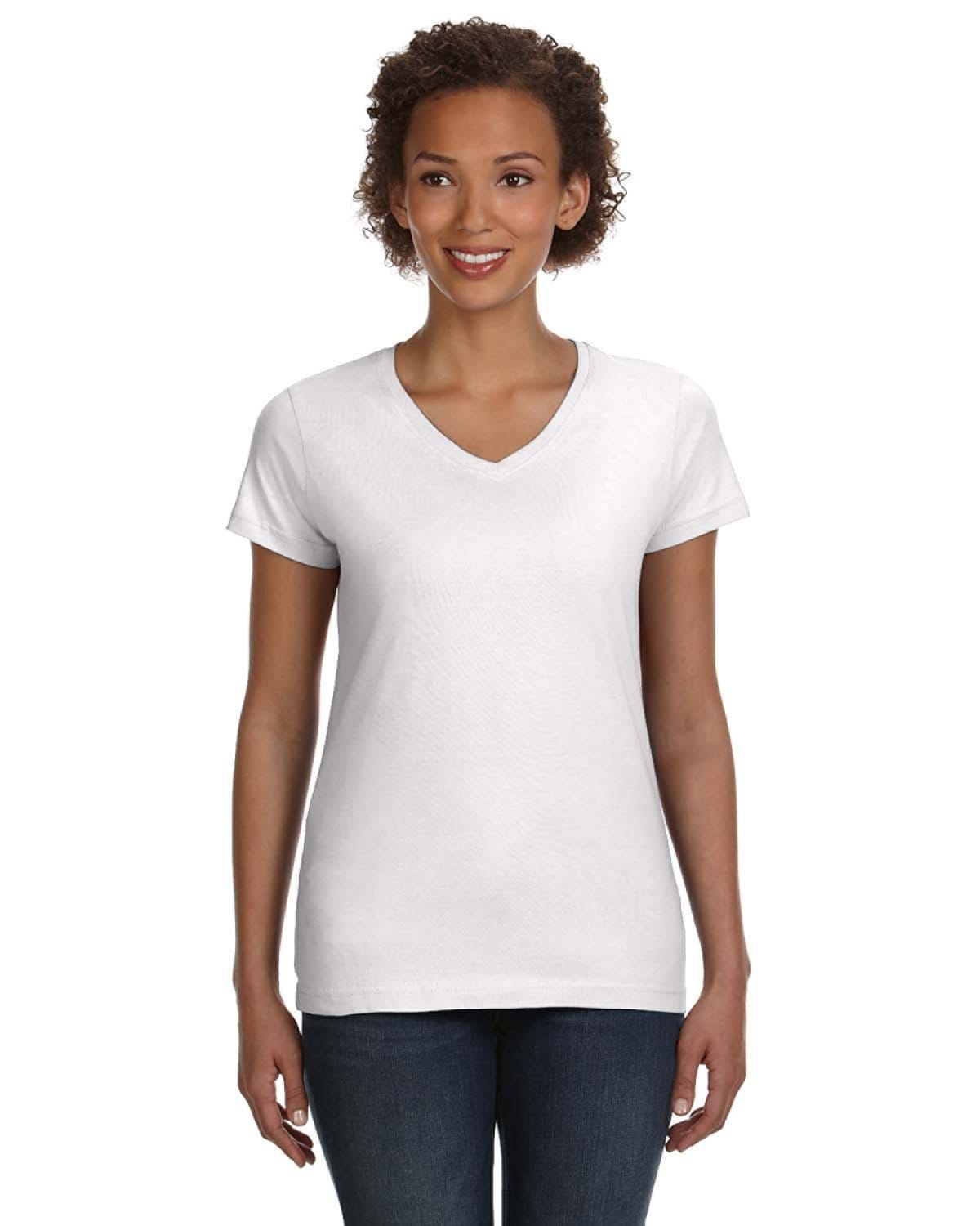 Lat T-Shirts XS / White LAT 3507 Ladies' V-Neck Fine Jersey