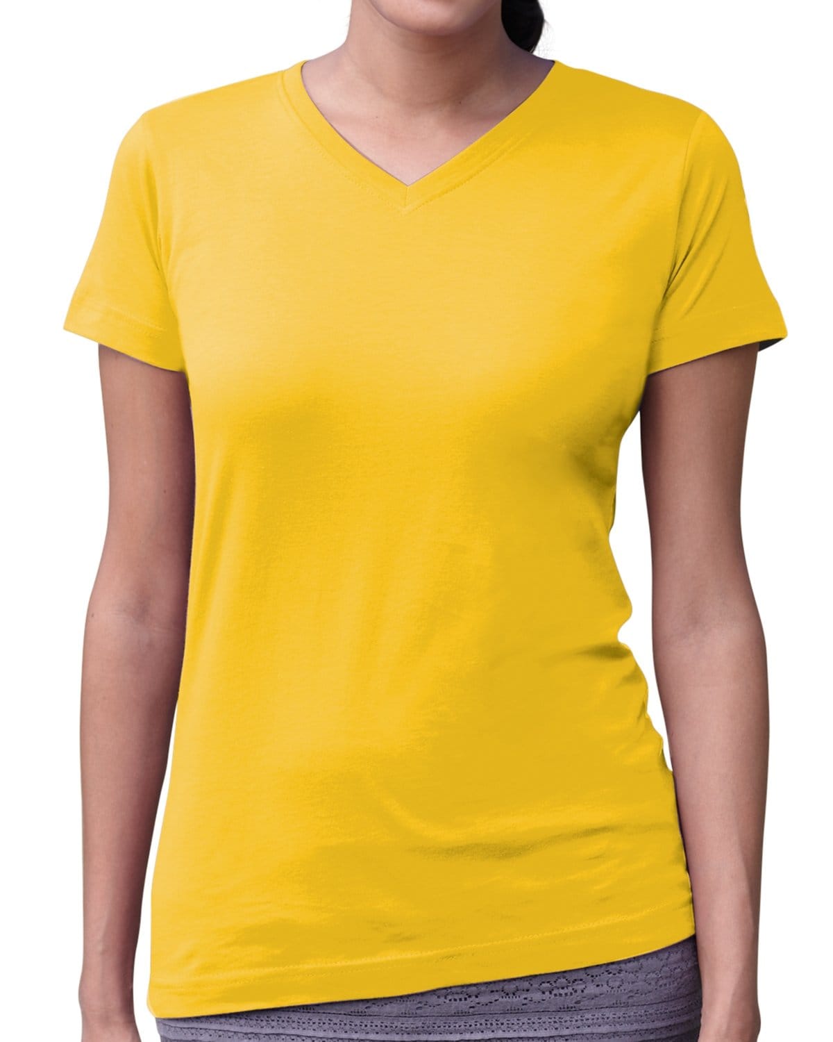 Lat T-Shirts XS / Yellow LAT 3507 Ladies' V-Neck Fine Jersey