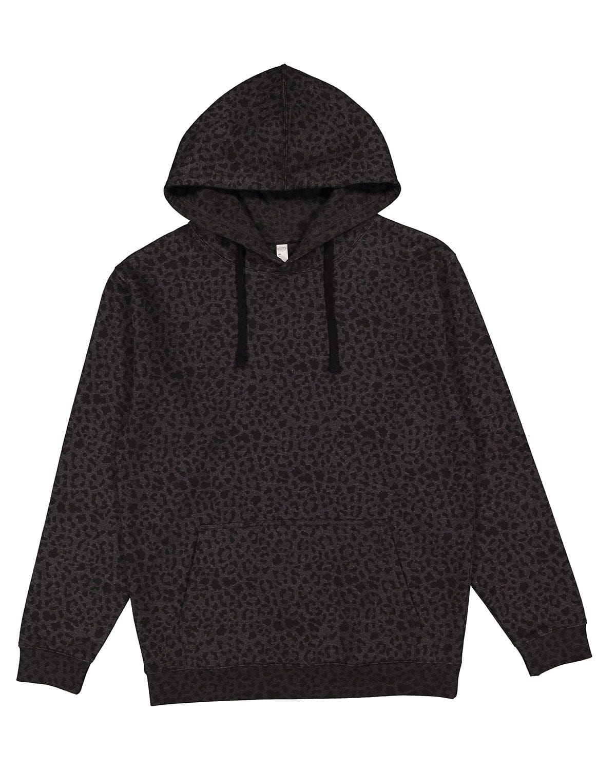 LAT 6926 Adult Pullover Fleece Hoodie in Black Leopard