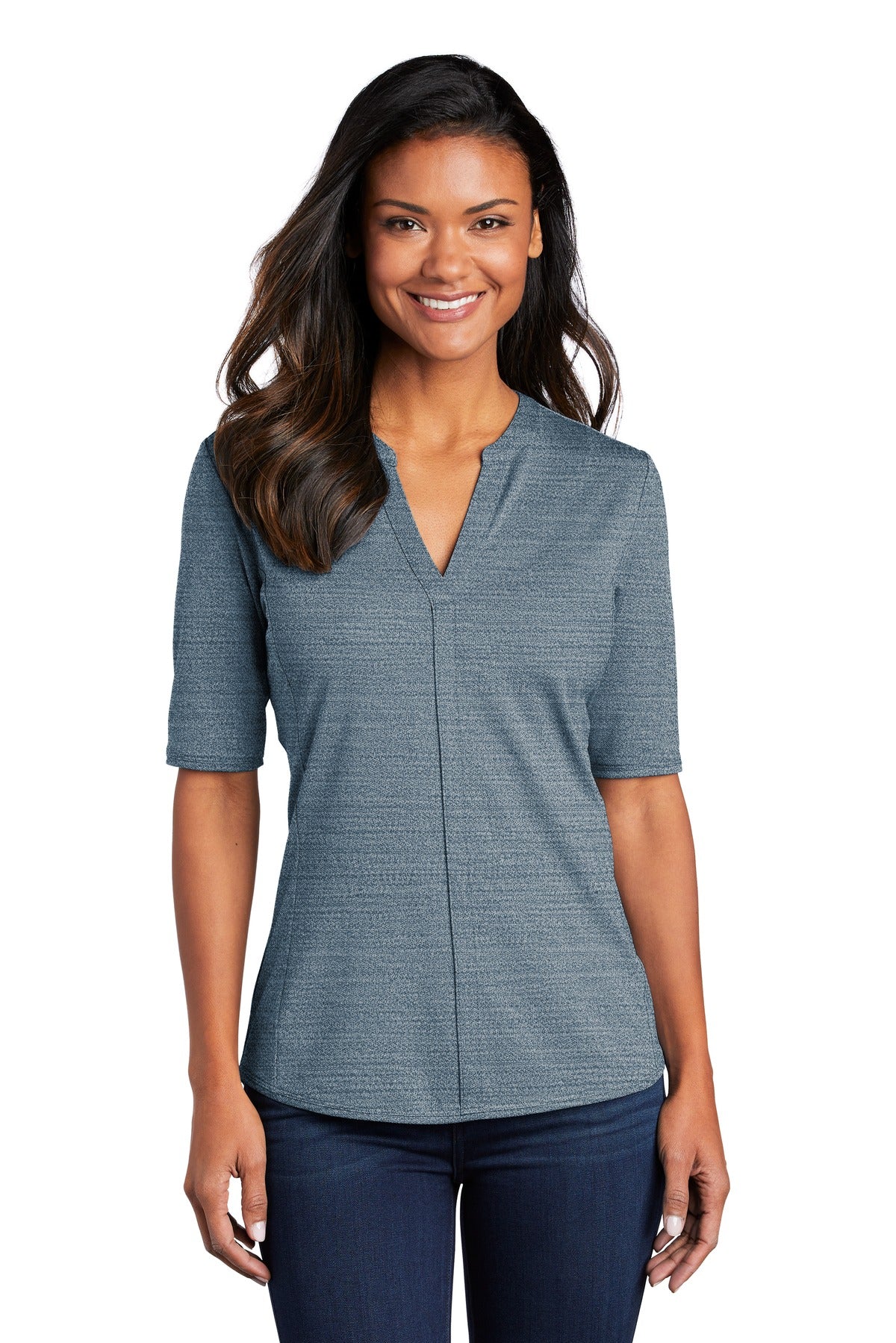 Port Authority  ®  Ladies Stretch Heather Open Neck Top  LK583
