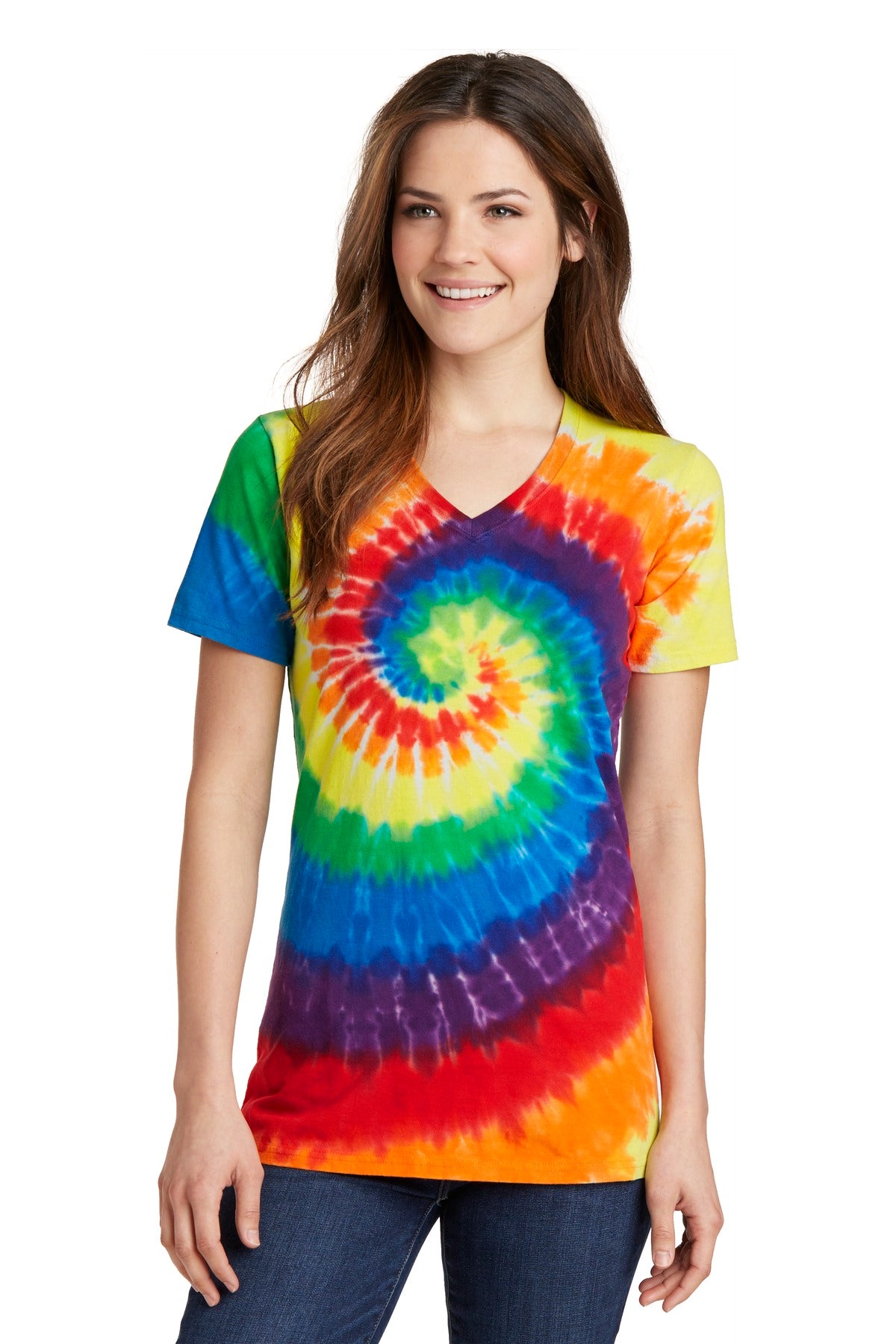 Port & Company ®  Ladies Tie-Dye V-Neck Tee.  LPC147V