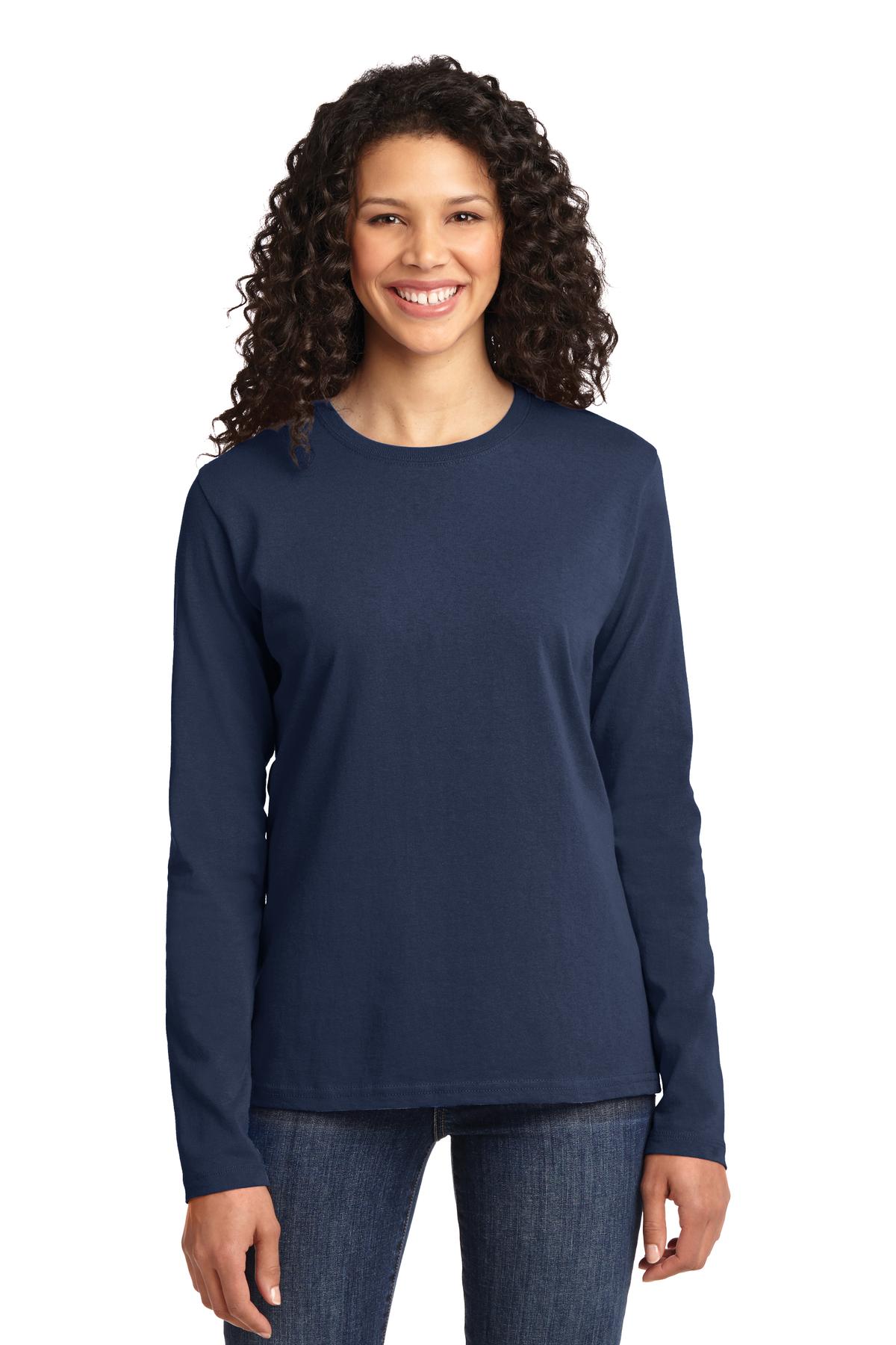 Port & Company ®  Ladies Long Sleeve Core Cotton Tee. LPC54LS, Basic Colors