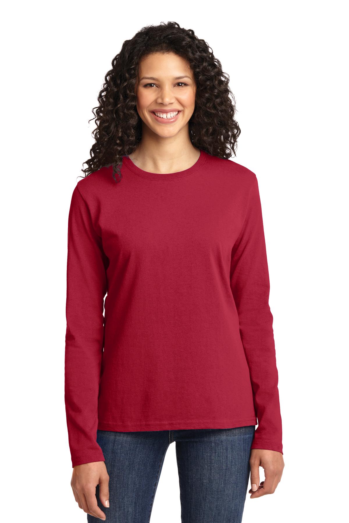 Port & Company ®  Ladies Long Sleeve Core Cotton Tee. LPC54LS, Basic Colors
