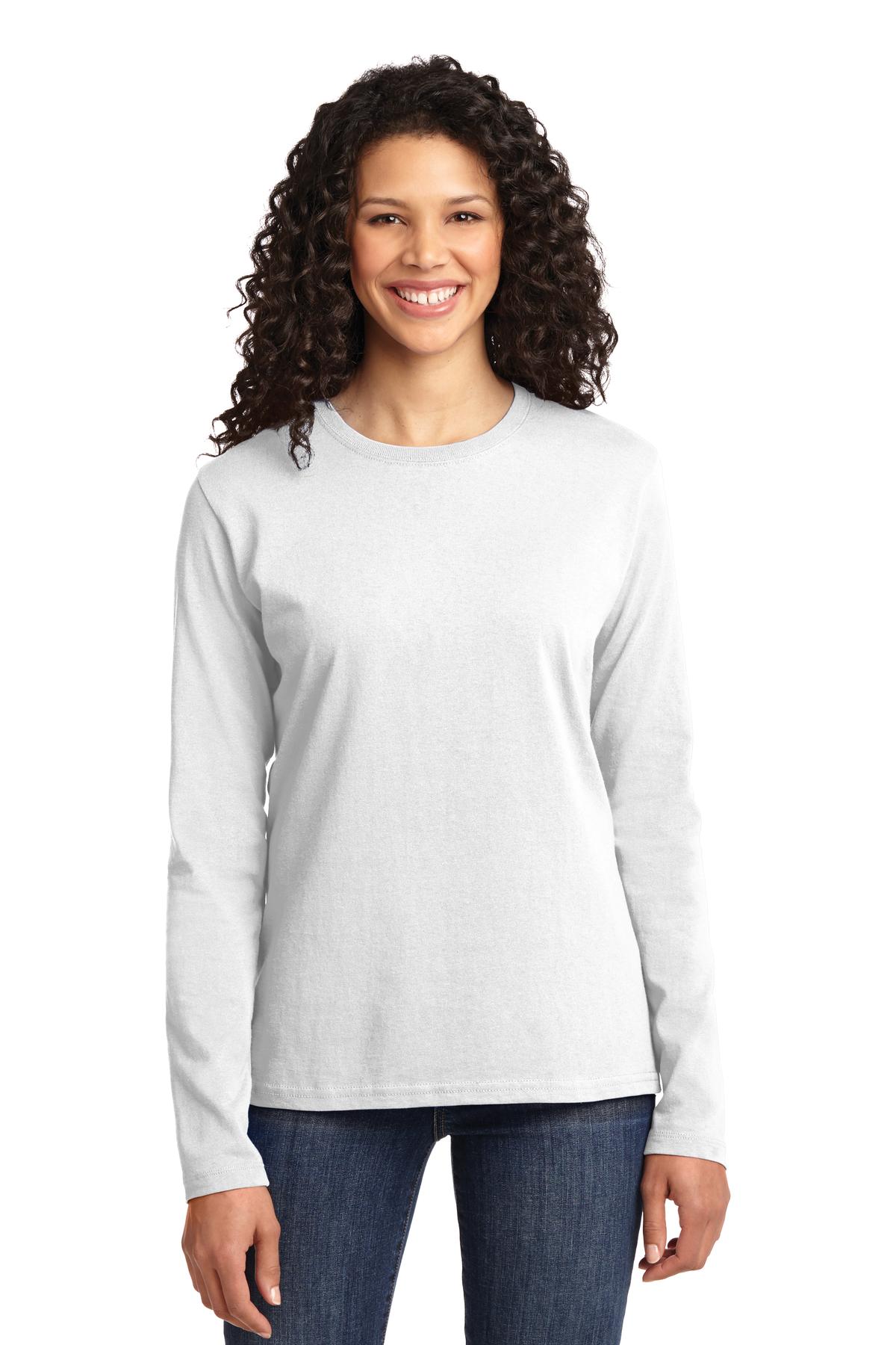 Port & Company ®  Ladies Long Sleeve Core Cotton Tee. LPC54LS, Basic Colors