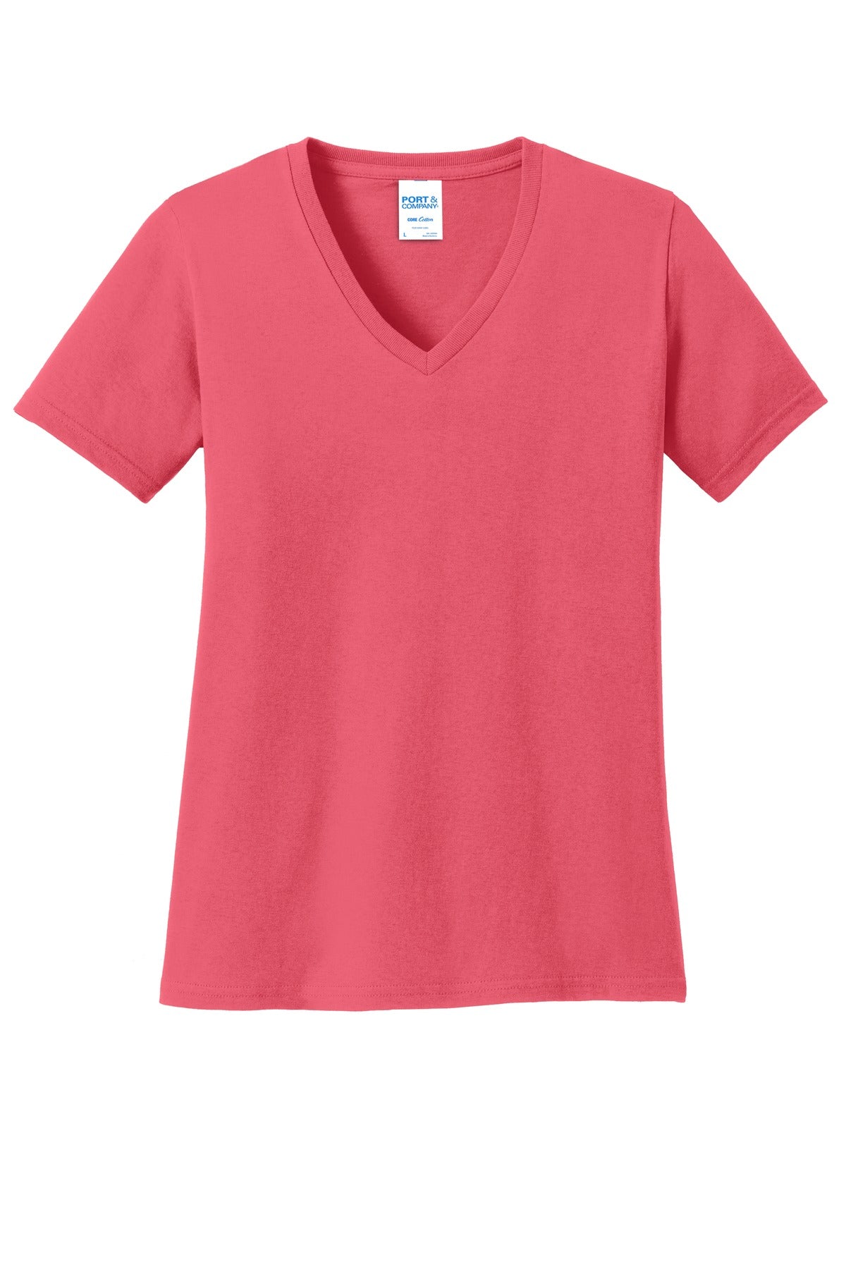 Port & Company ®  Ladies Core Cotton V-Neck Tee. LPC54V, Traditional Colors