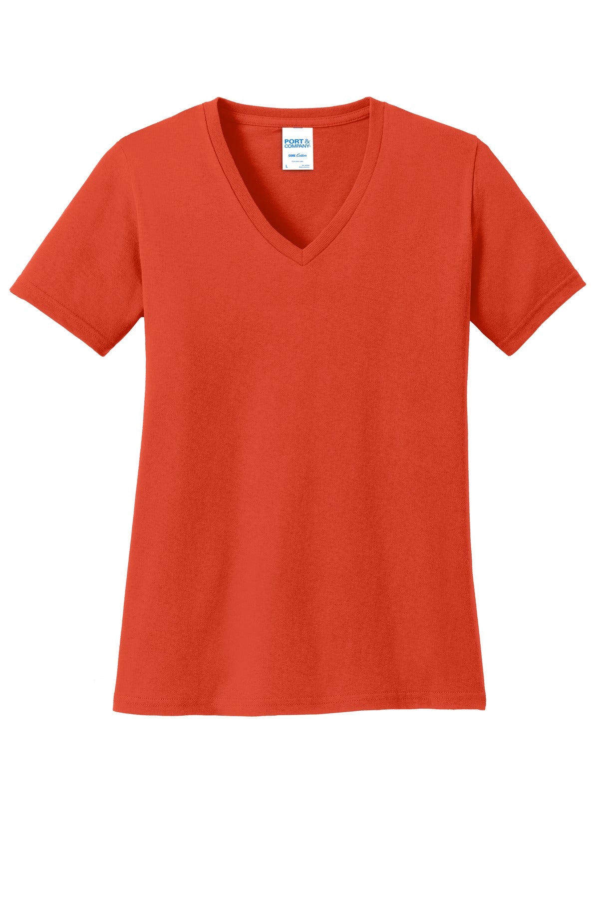 Port & Company ®  Ladies Core Cotton V-Neck Tee. LPC54V, Basic Colors
