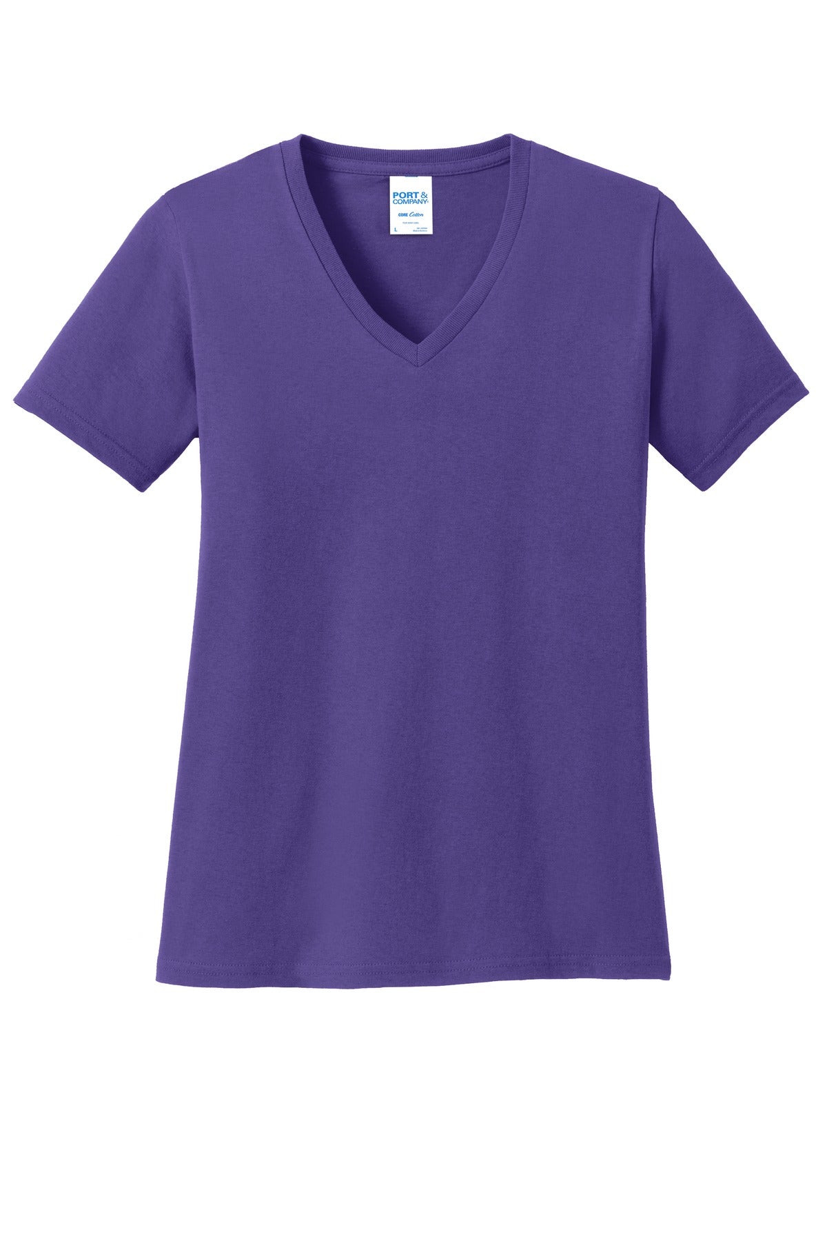 Port & Company ®  Ladies Core Cotton V-Neck Tee. LPC54V, Traditional Colors