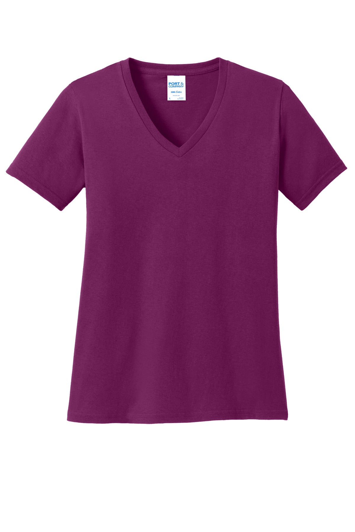 Port & Company ®  Ladies Core Cotton V-Neck Tee. LPC54V, Traditional Colors