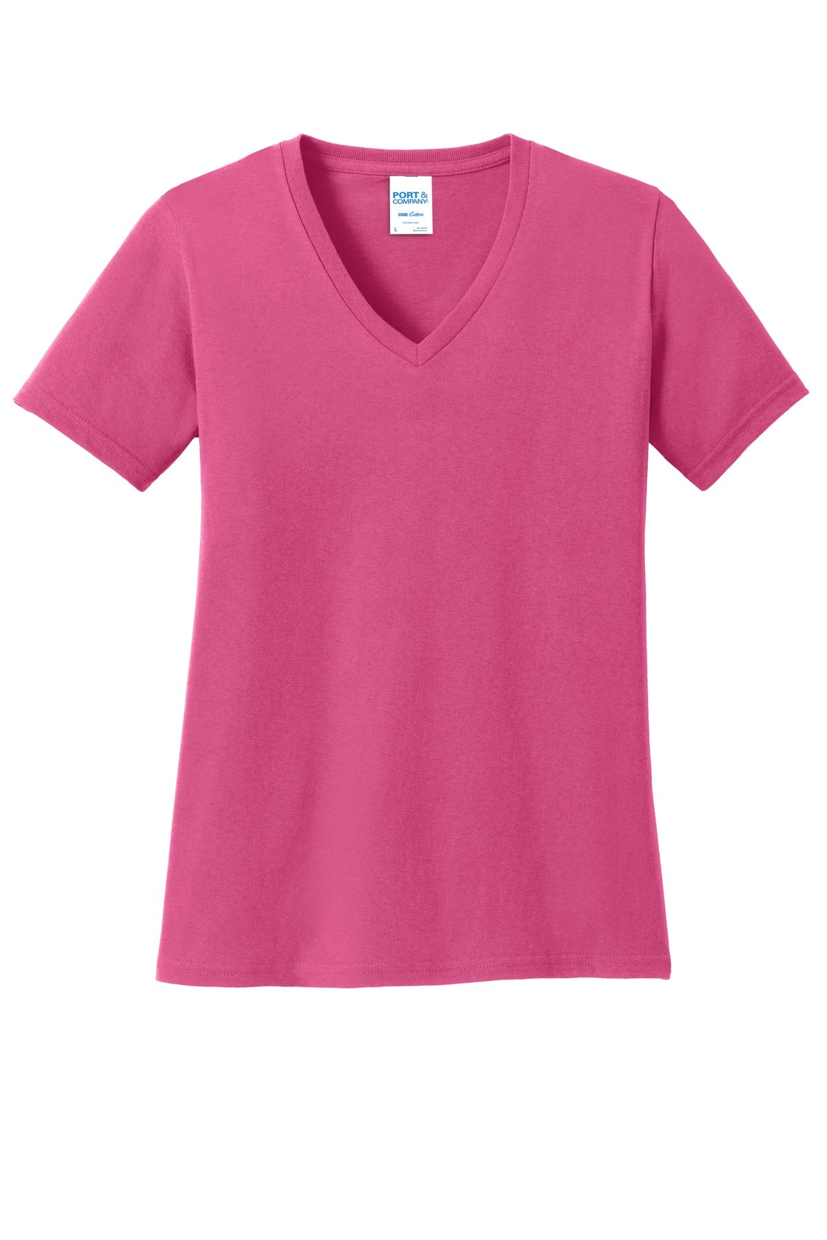 Port & Company ®  Ladies Core Cotton V-Neck Tee. LPC54V, Traditional Colors