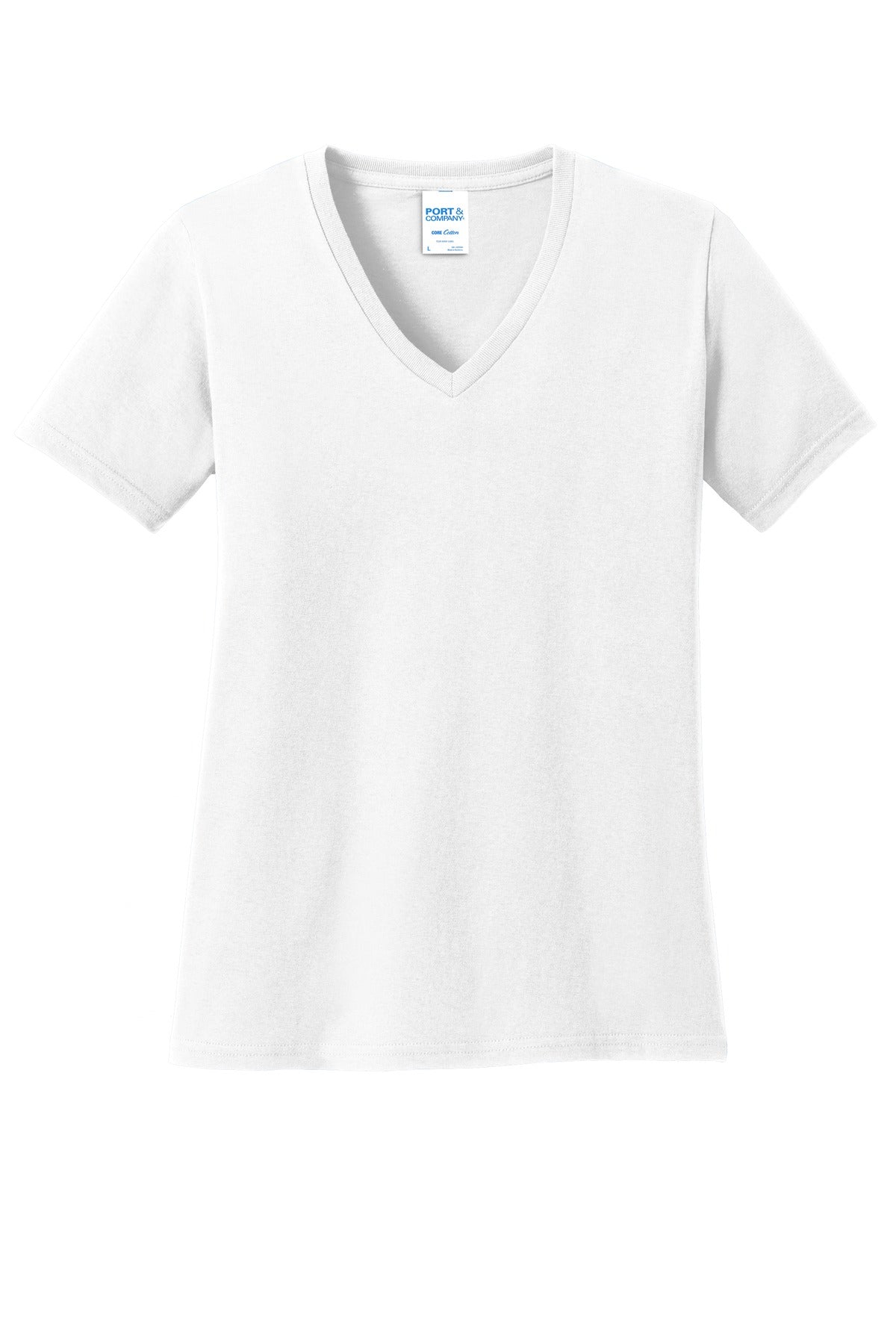 Port & Company ®  Ladies Core Cotton V-Neck Tee. LPC54V, Basic Colors