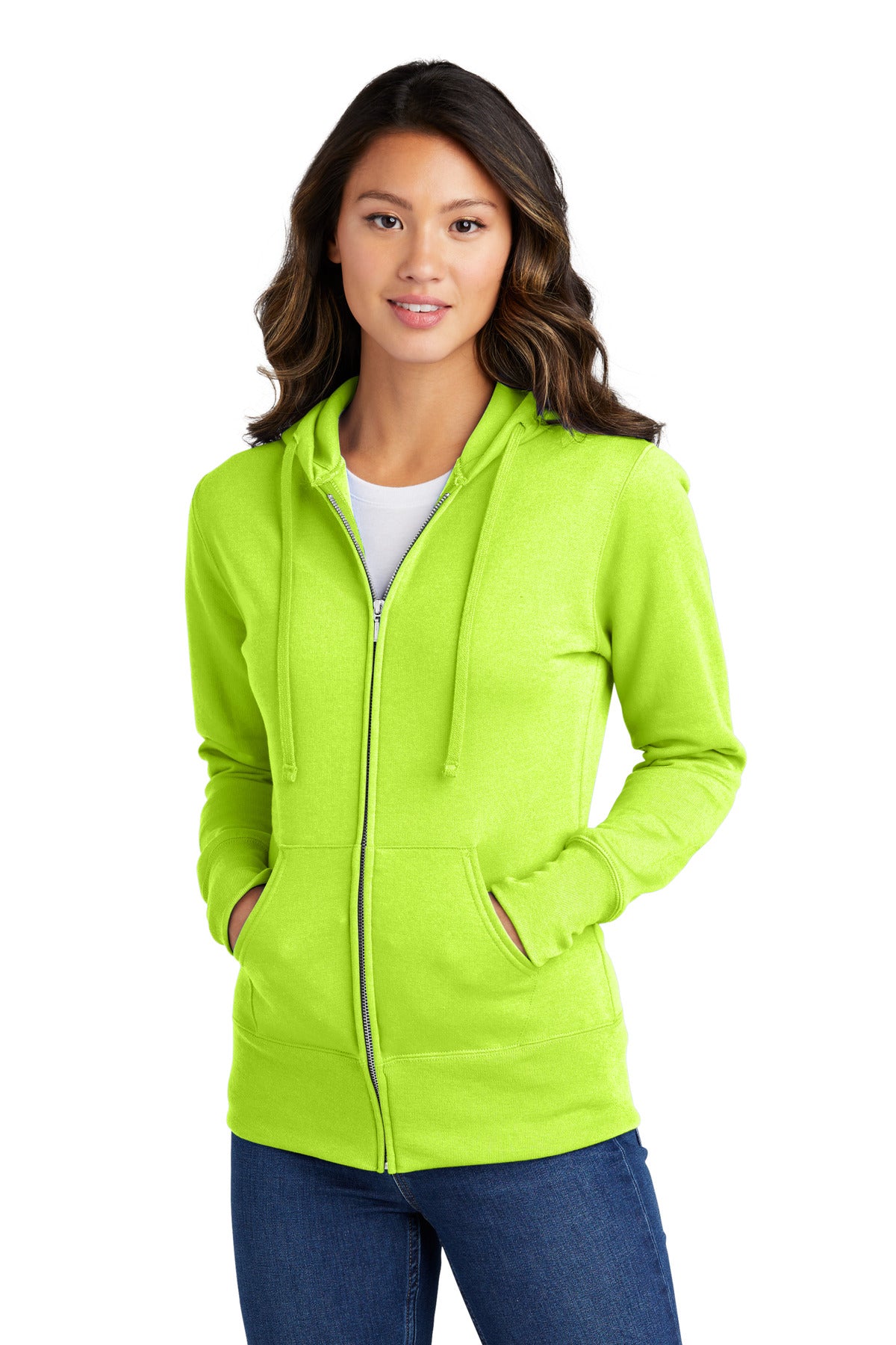 Port & Company ®  Ladies Core Fleece Full-Zip Hooded Sweatshirt. LPC78ZH, Basic Colors