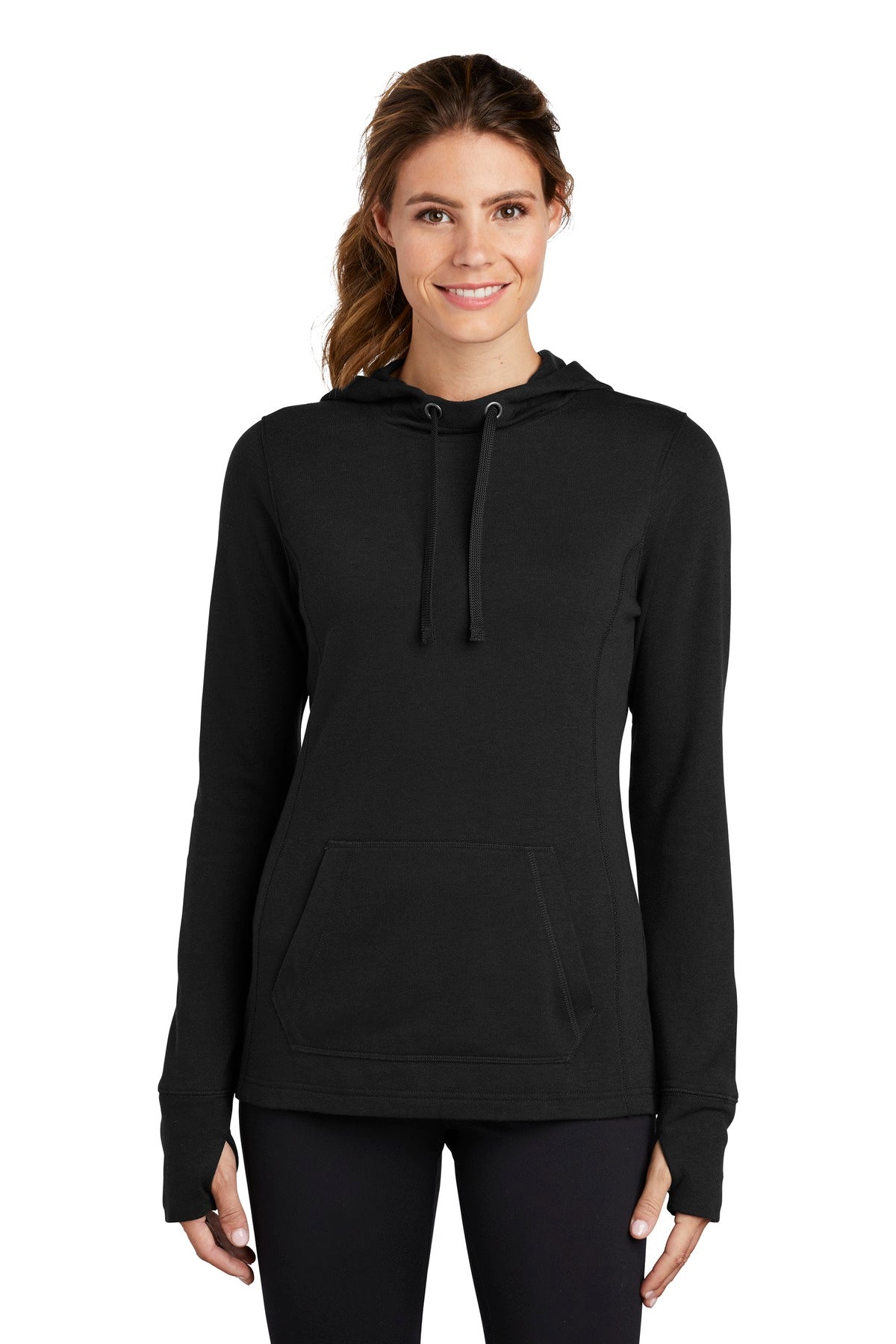 Sport-Tek LST296: Ladies PosiCharge Tri-Blend Wicking Fleece Hooded Pullover