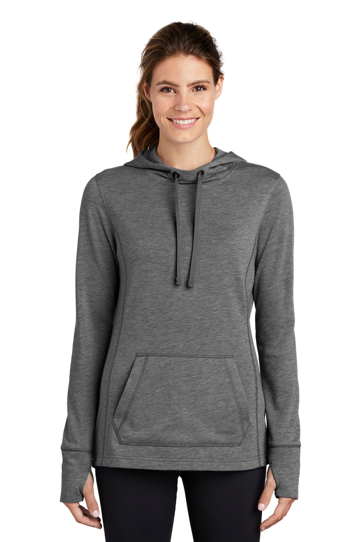 Sport-Tek LST296: Ladies PosiCharge Tri-Blend Wicking Fleece Hooded Pullover
