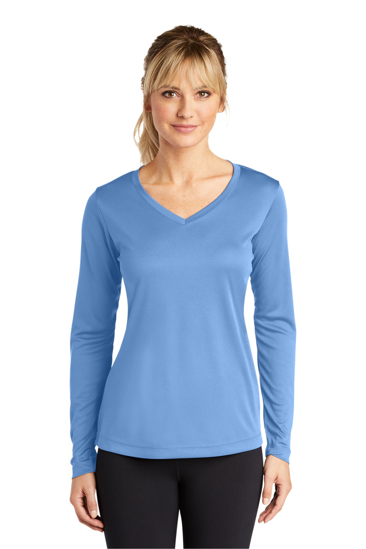 Sport-Tek LST353LS: Ladies Long Sleeve PosiCharge Competitor V-Neck Tee.