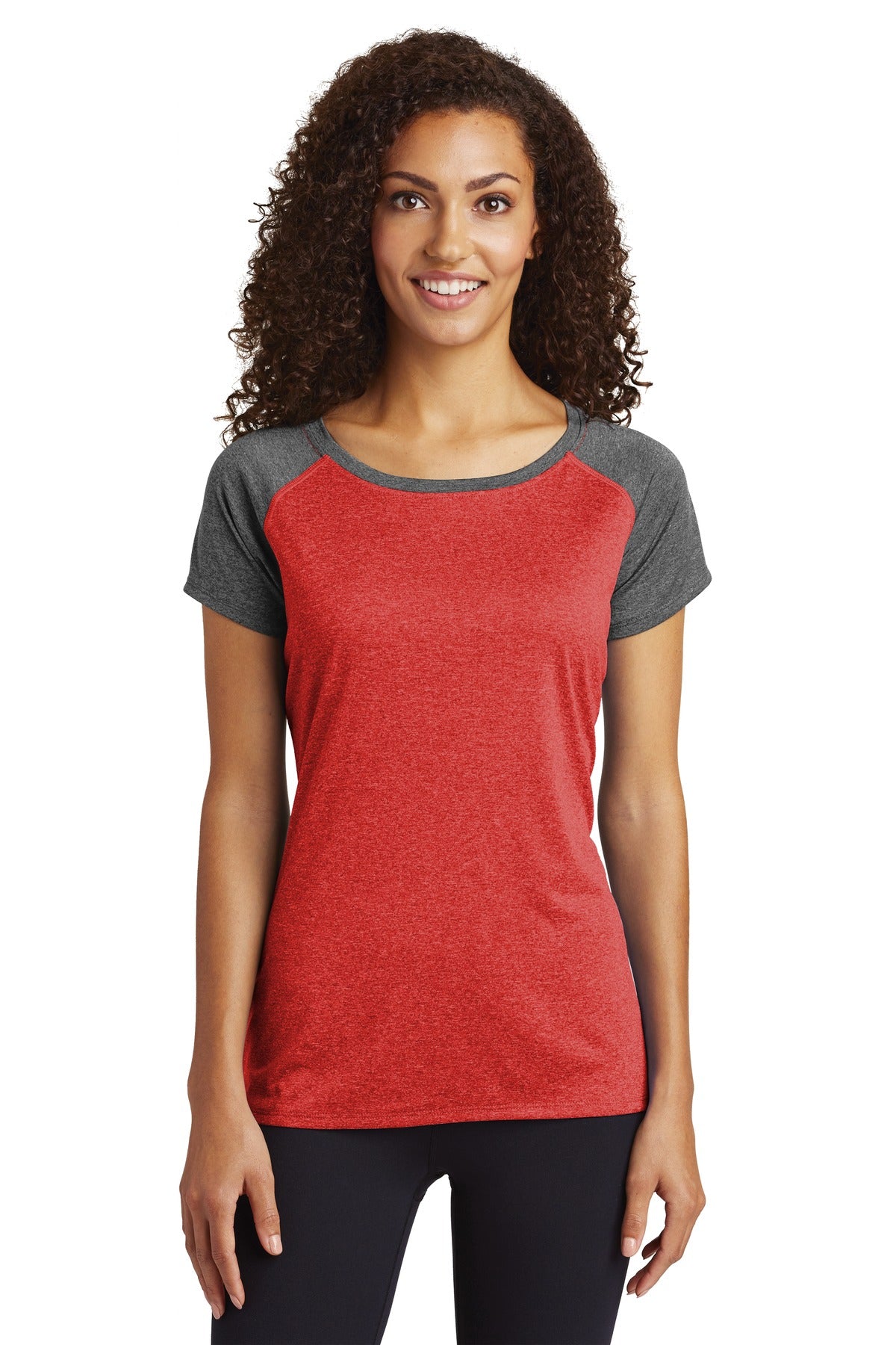 Sport-Tek LST362: Ladies Heather-On-Heather Contender Scoop Neck Tee