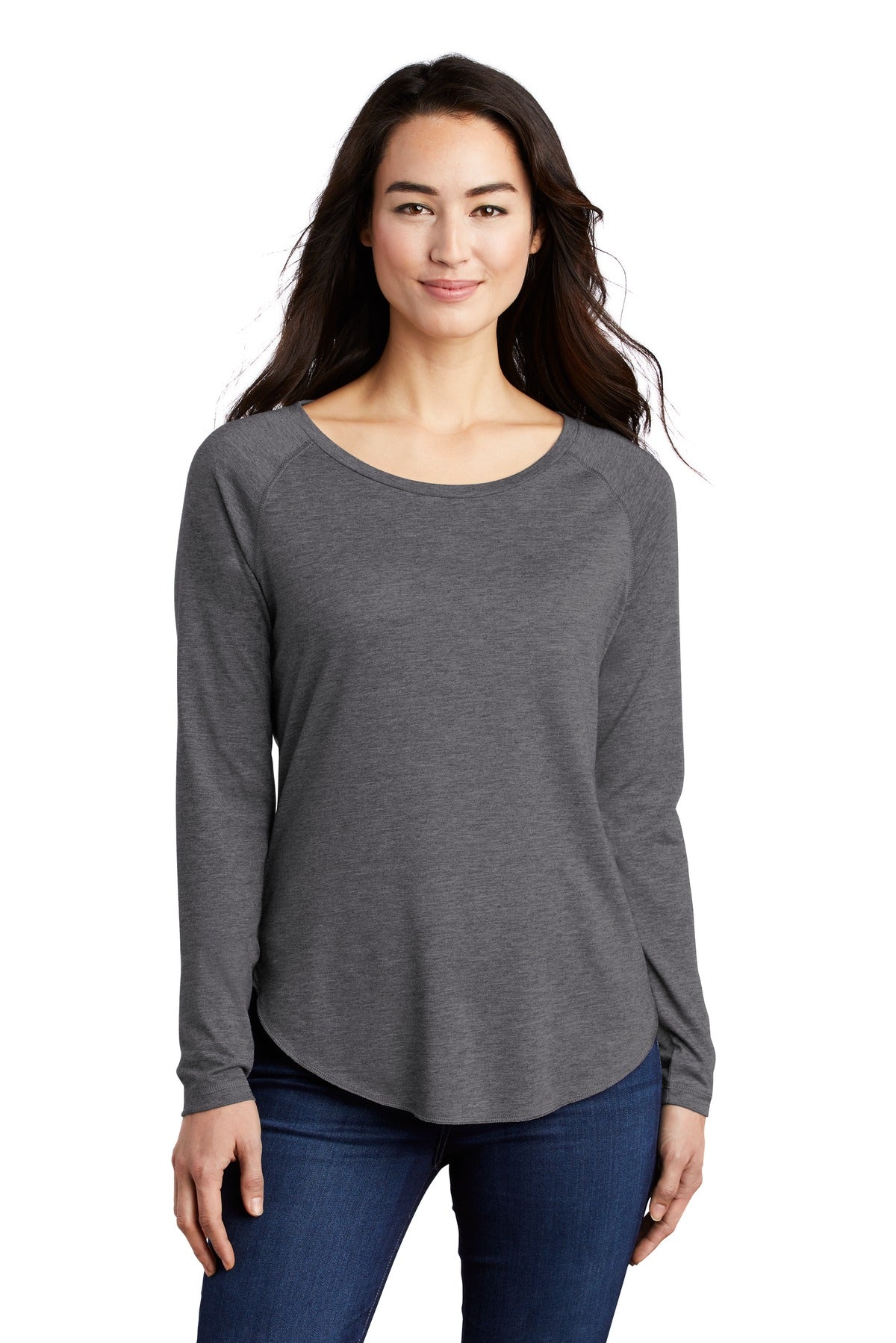 Sport-Tek LST400LS: Ladies PosiCharge Long Sleeve Tri-Blend Wicking Scoop Neck Raglan Tee